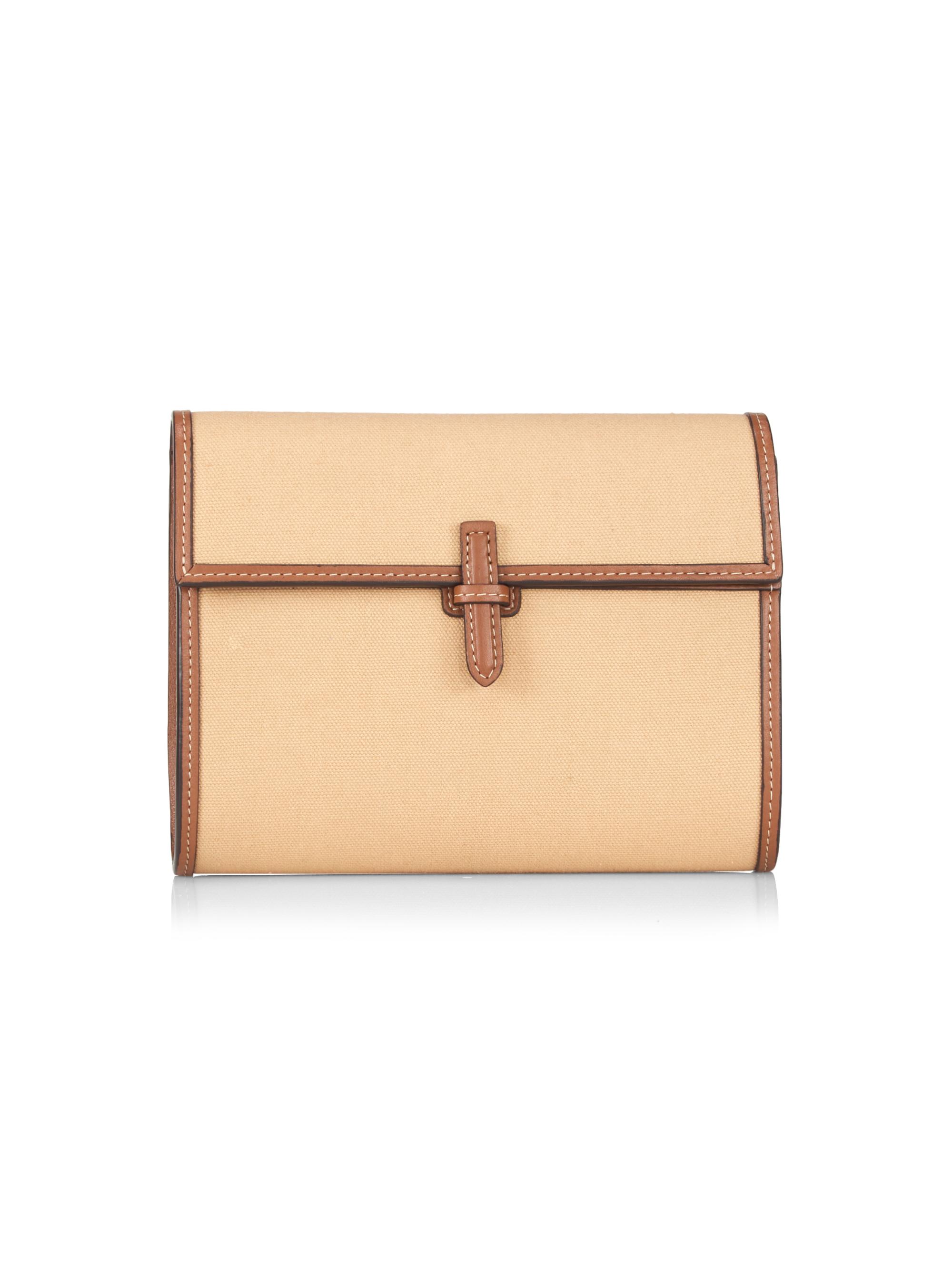 Hunting Season Women's Canvas & Leather Clutch - Cognac