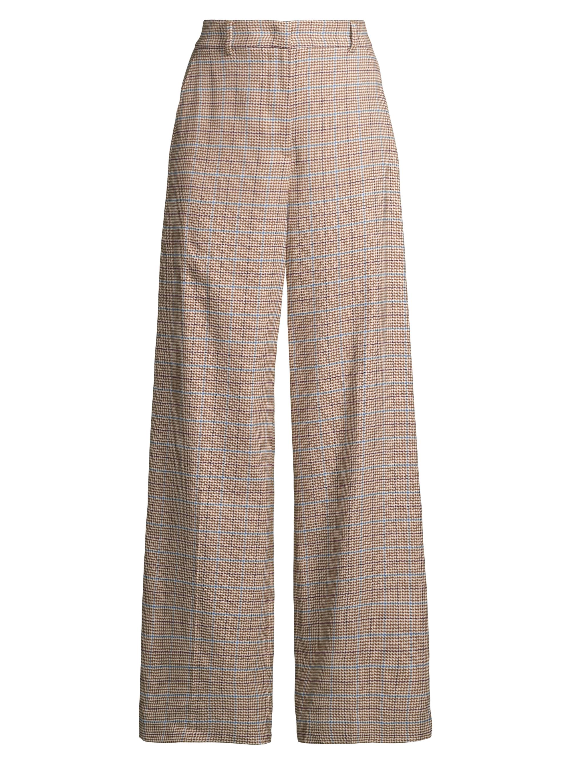 Weekend Max Mara Women's Freda Glen Check Cotton-Linen Wide-Leg Trousers - Terracotta