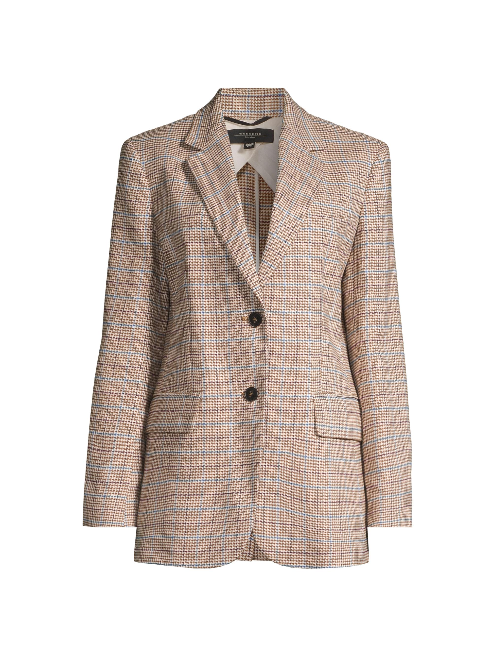 Weekend Max Mara Women's Peirak Glen Check Linen & Cotton Blazer - Terracotta