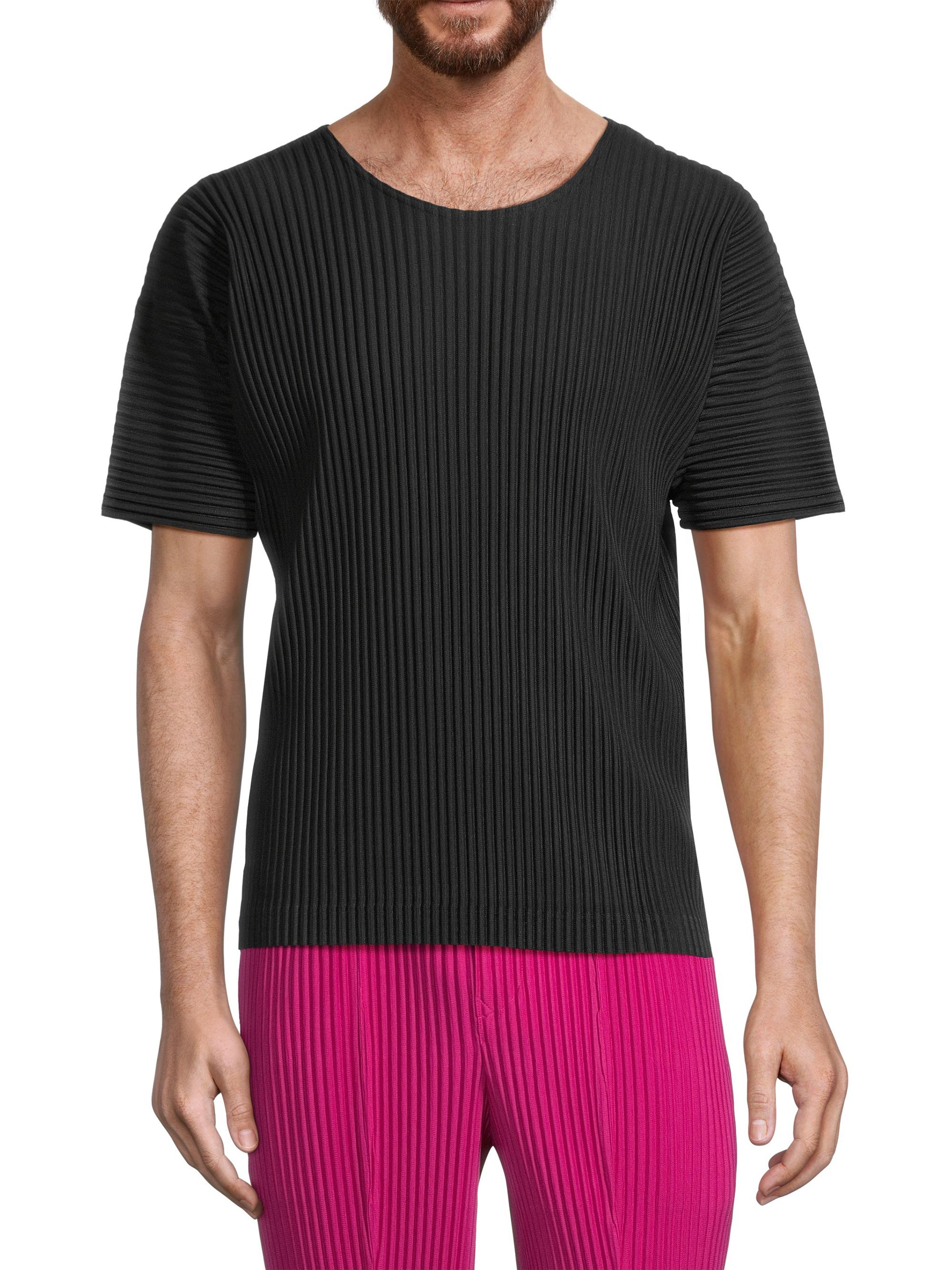 Shop Homme Plissé Issey Miyake Basics Pleated Crewneck T-Shirt 