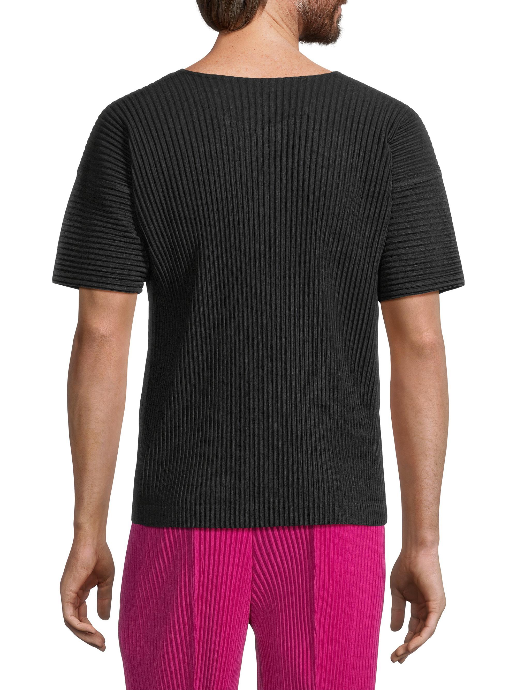 Shop Homme Plissé Issey Miyake Basics Pleated Crewneck T-Shirt 