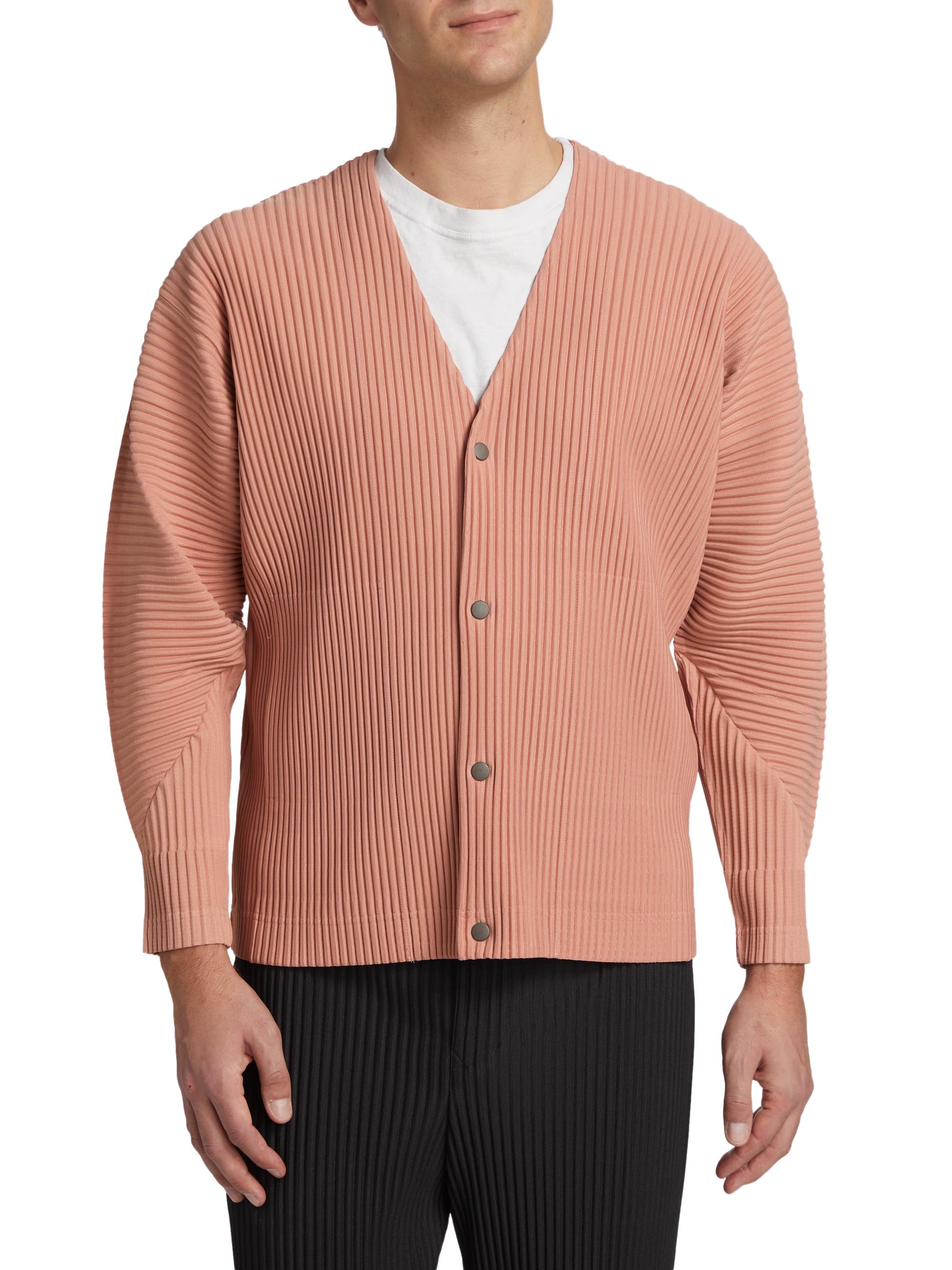 Shop Homme Plissé Issey Miyake MC March Pleated V-Neck Cardigan  