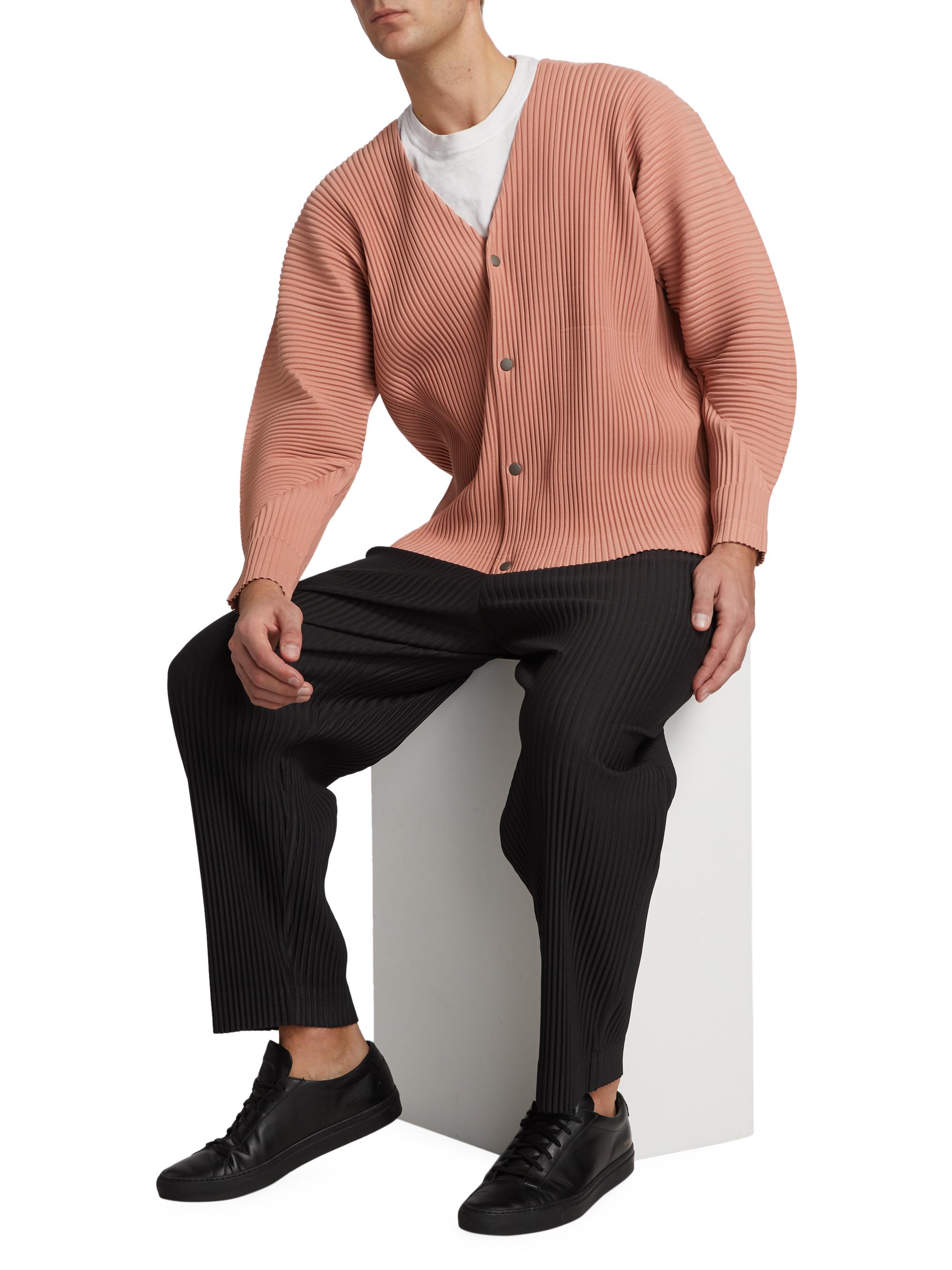 Shop Homme Plissé Issey Miyake MC March Pleated V-Neck Cardigan  