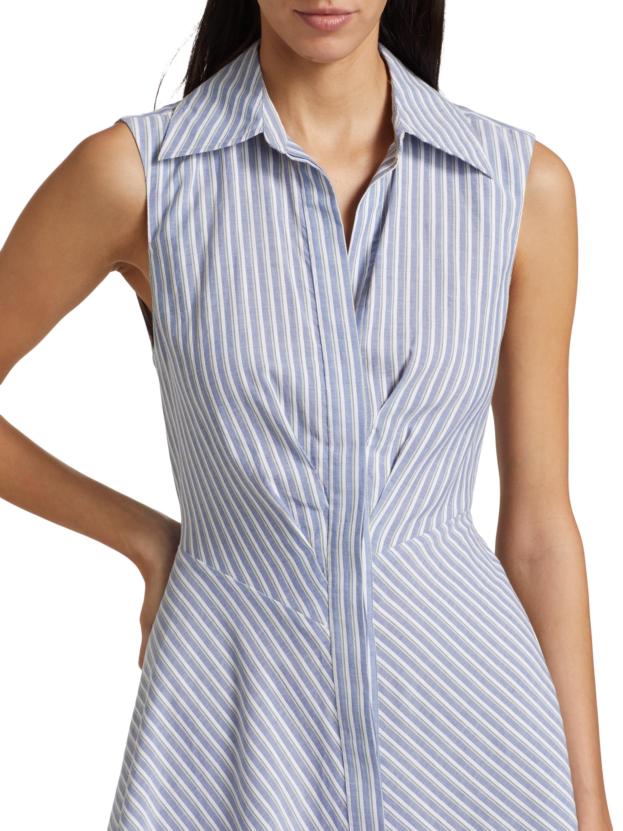 Derek Lam 10 Crosby Themis Striped Cotton Sleeveless Shirtdress | Saks  Fifth Avenue