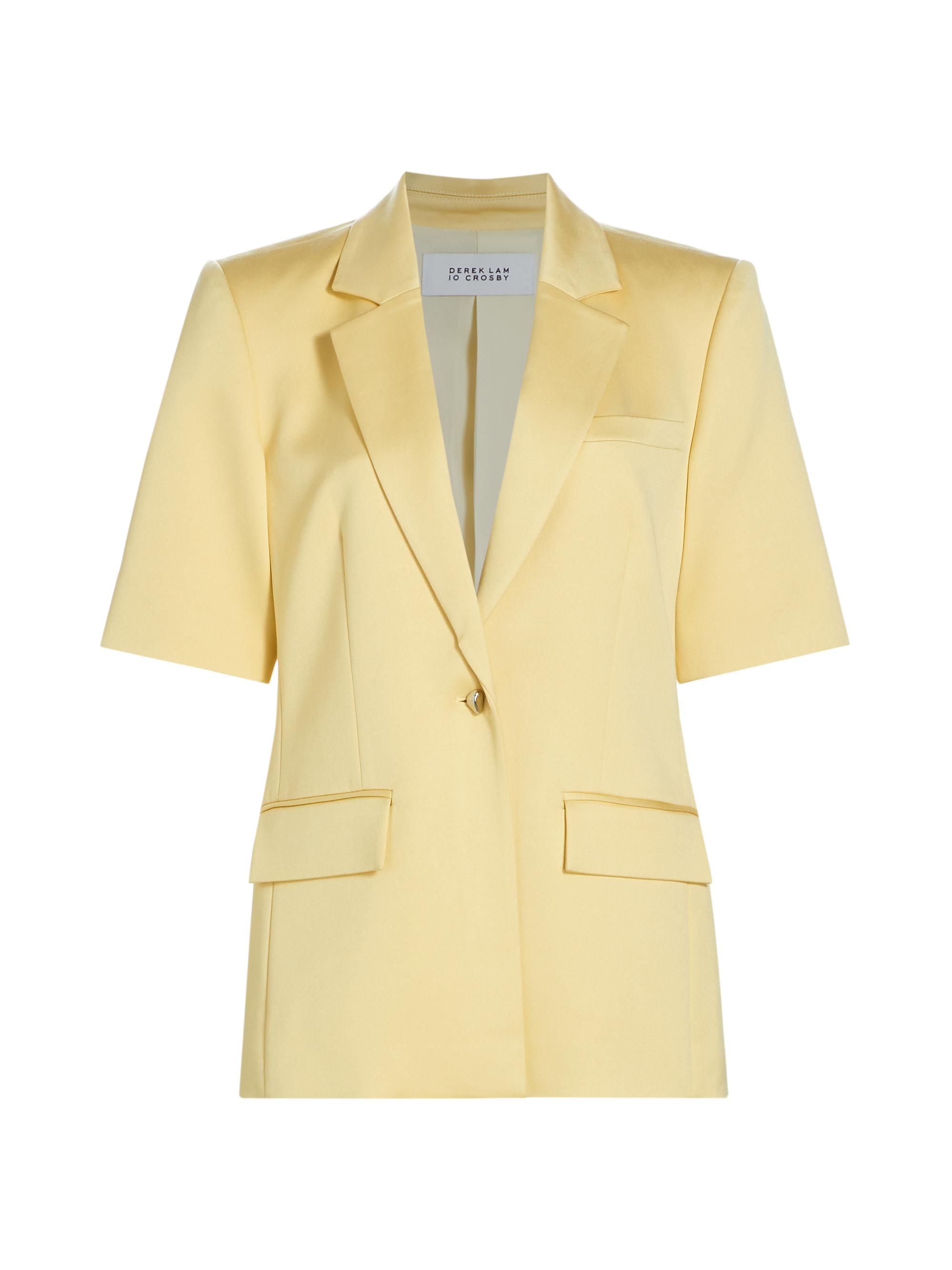 Derek Lam 10 Crosby Women's Martin Short-Sleeve Blazer - Glacier Grey