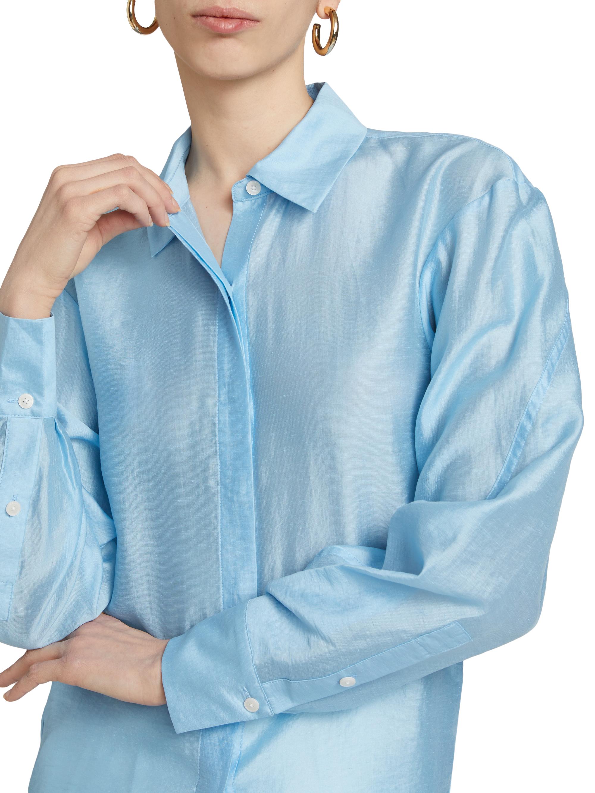 Derek Lam 10 Crosby Juni Satin Balloon-Sleeve Blouse | Saks Fifth