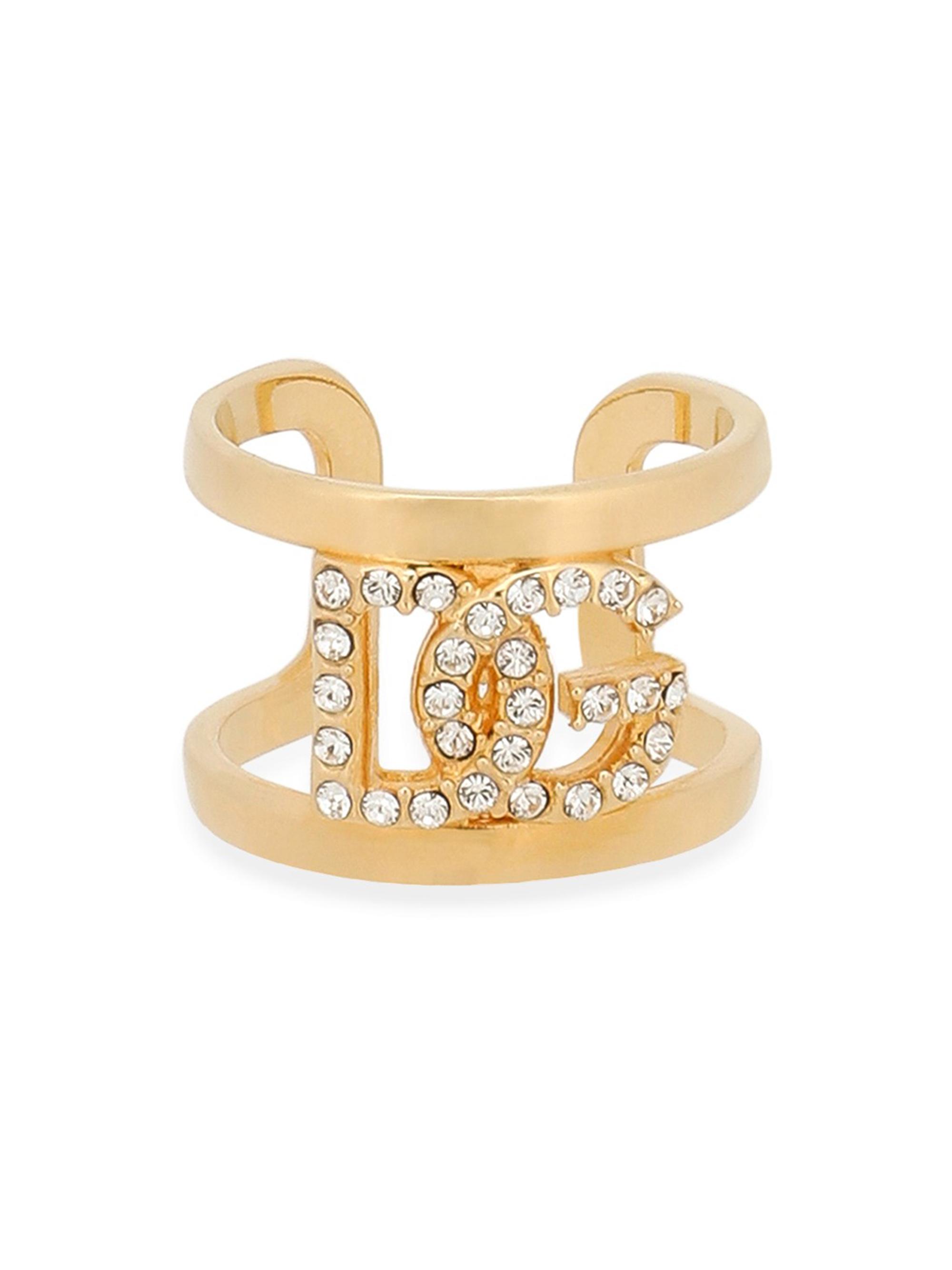 Dolce & Gabbana Women's Goldtone & Glass Crystal Monogram Ring - Yellow Gold