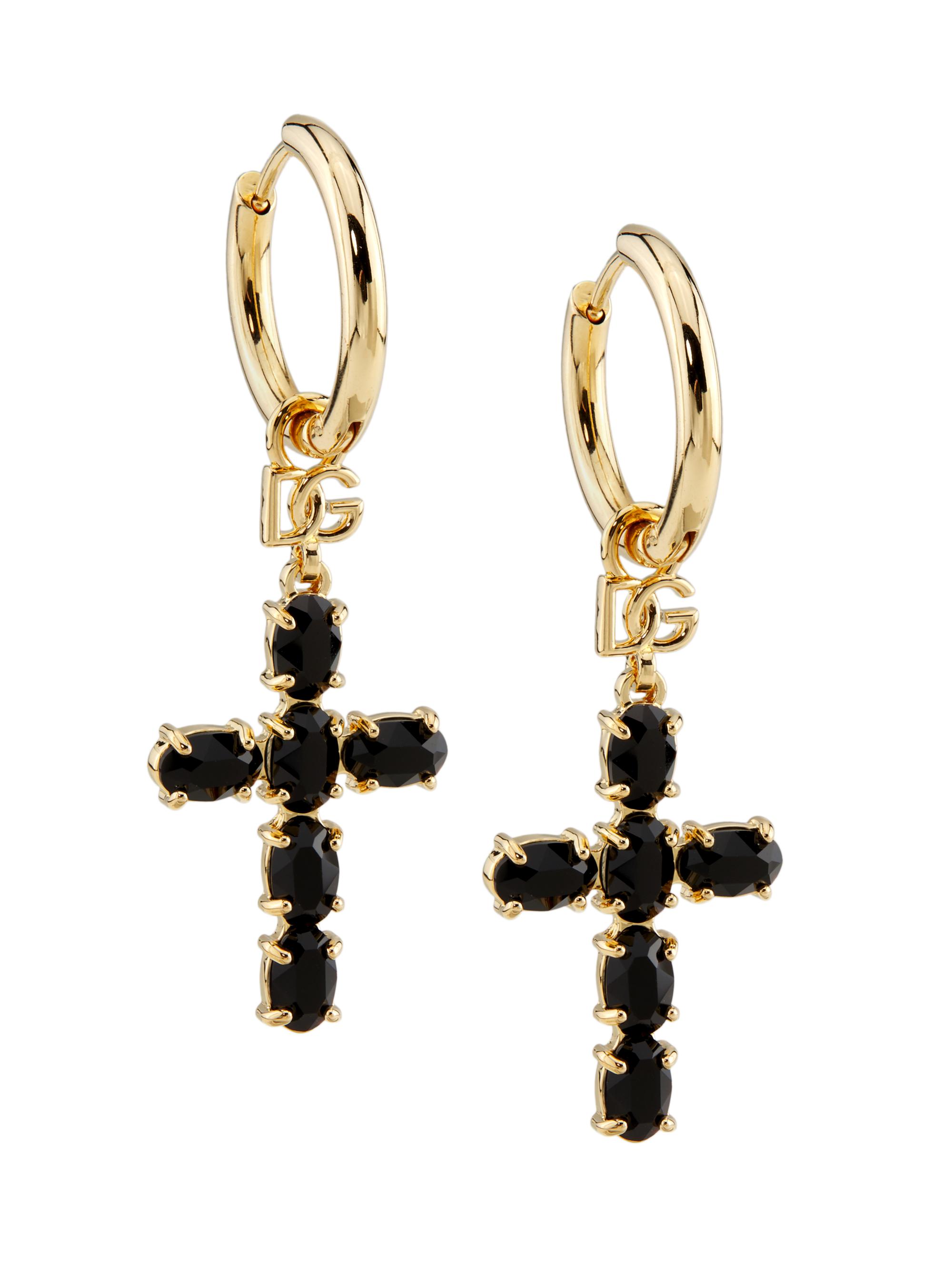 Dolce & Gabbana Women's Gold-Plated Cross Hoop Earrings - Yellow Gold