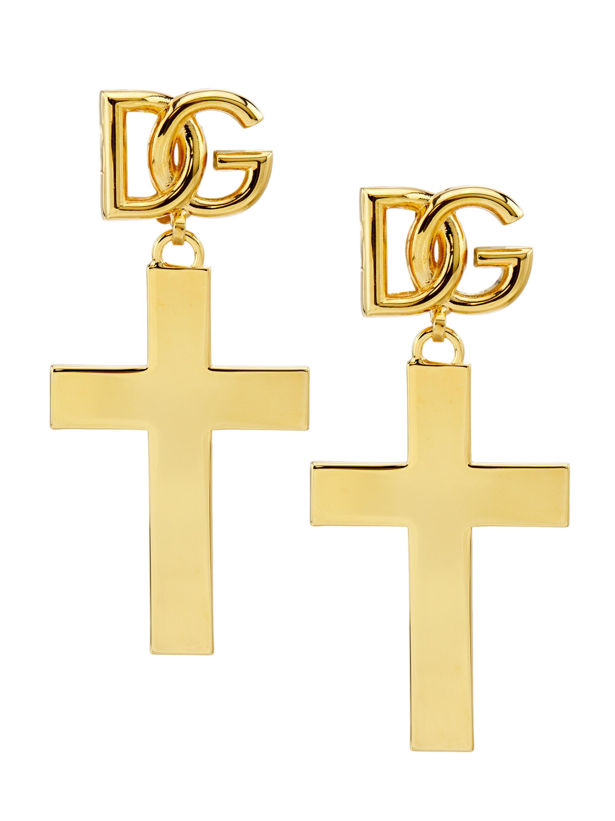 Dolce & Gabbana Women's Gold-Plated Cross Pendant Clip-On Earrings - Yellow Gold