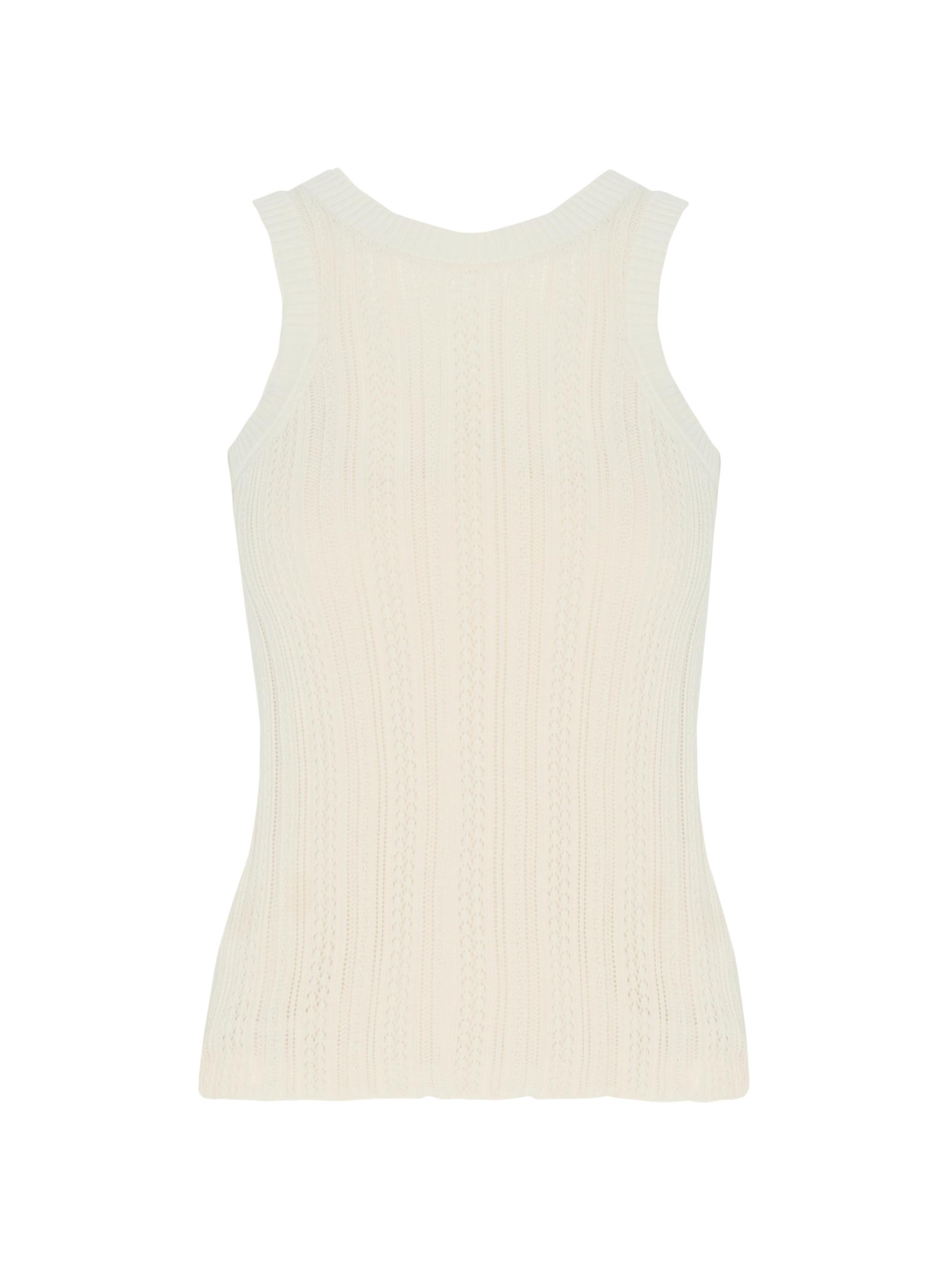 7 For All Mankind Women's Mixed Stitch Cotton Tank - Bone