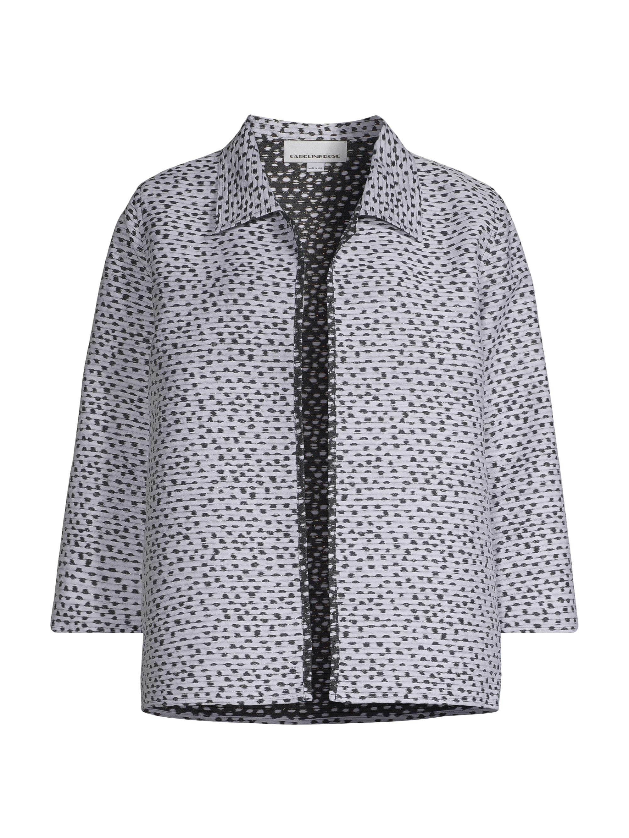 Caroline Rose Women's Contrast Dot Jacquard Easy Jacket - White Black
