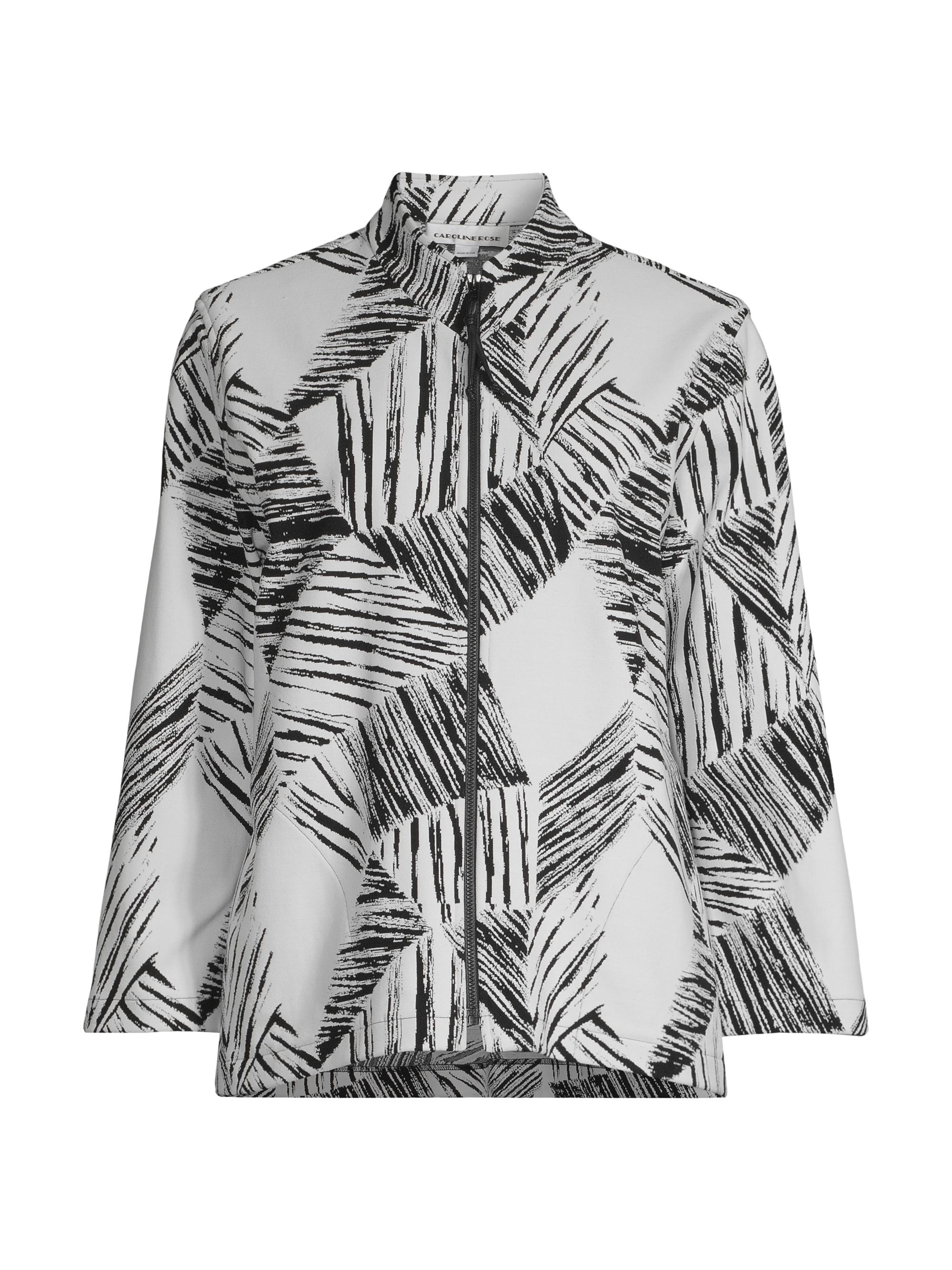 Caroline Rose Women's Graphic Knit Zip Jacket - Black White