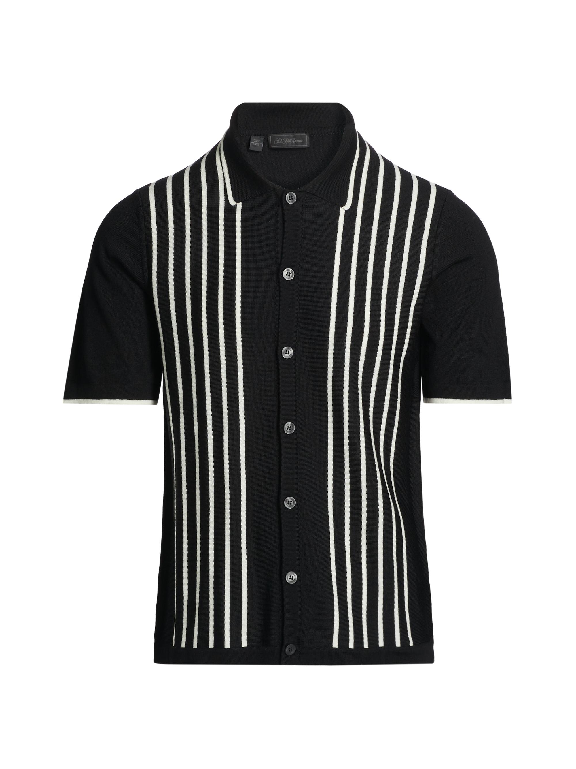 Saks Fifth Avenue Men's COLLECTION Striped Merino Wool Shirt - Black