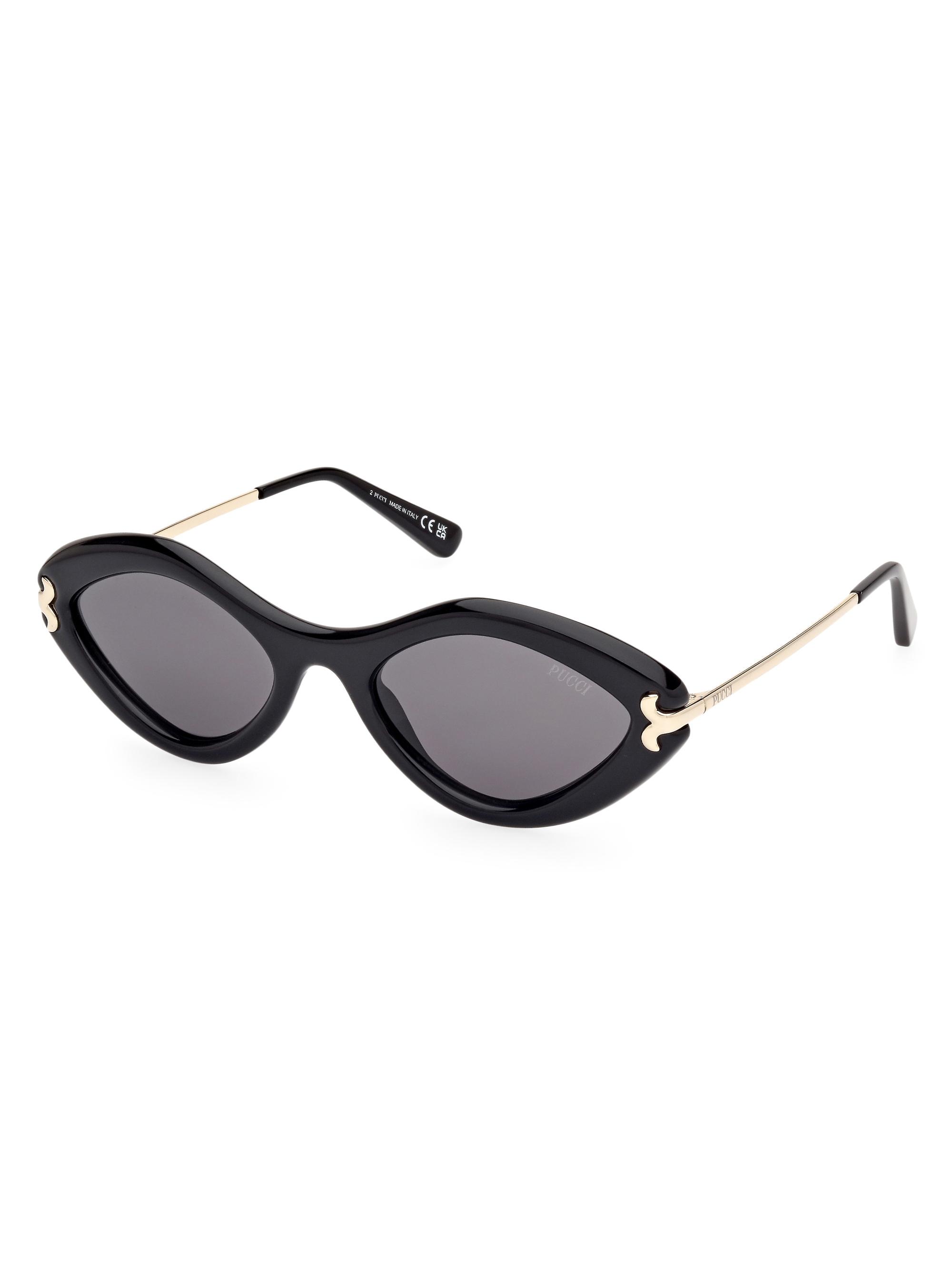 Pucci Women's  54MM Geometric Sunglasses - Shiny Black Smoke