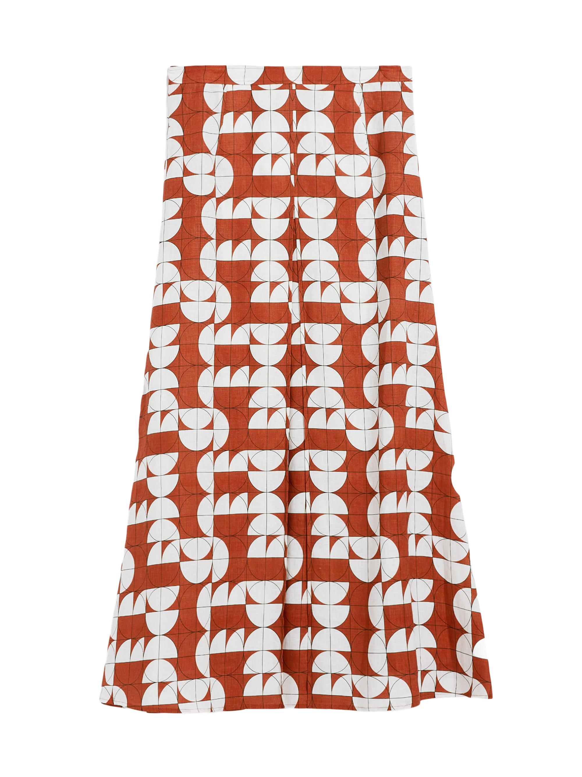 Max Mara Leisure Women's Edile Printed Linen Maxi Skirt - Rust