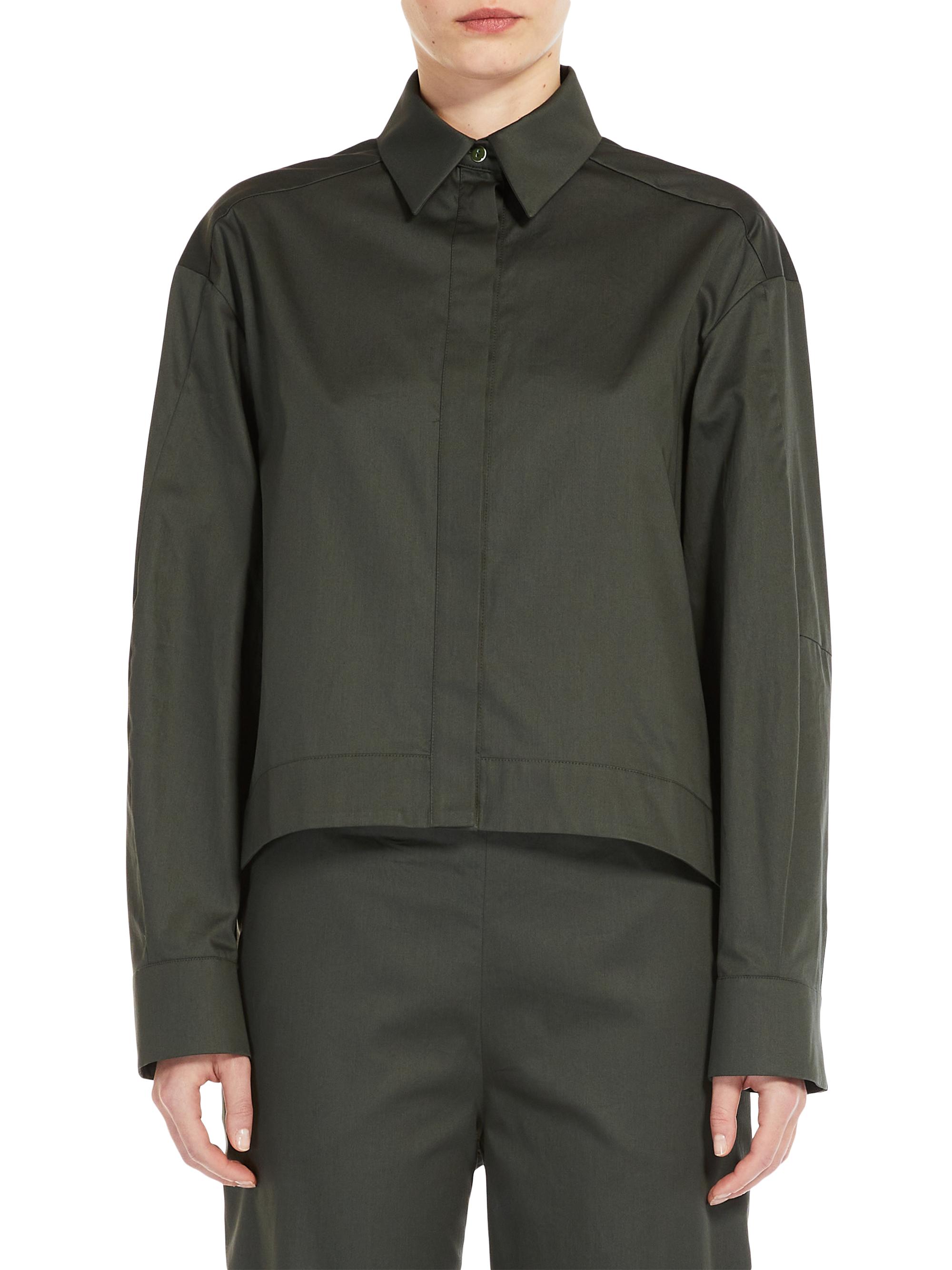 MM Max Mara Women's Dandy Cotton Button-Front Shirt - Dark Green