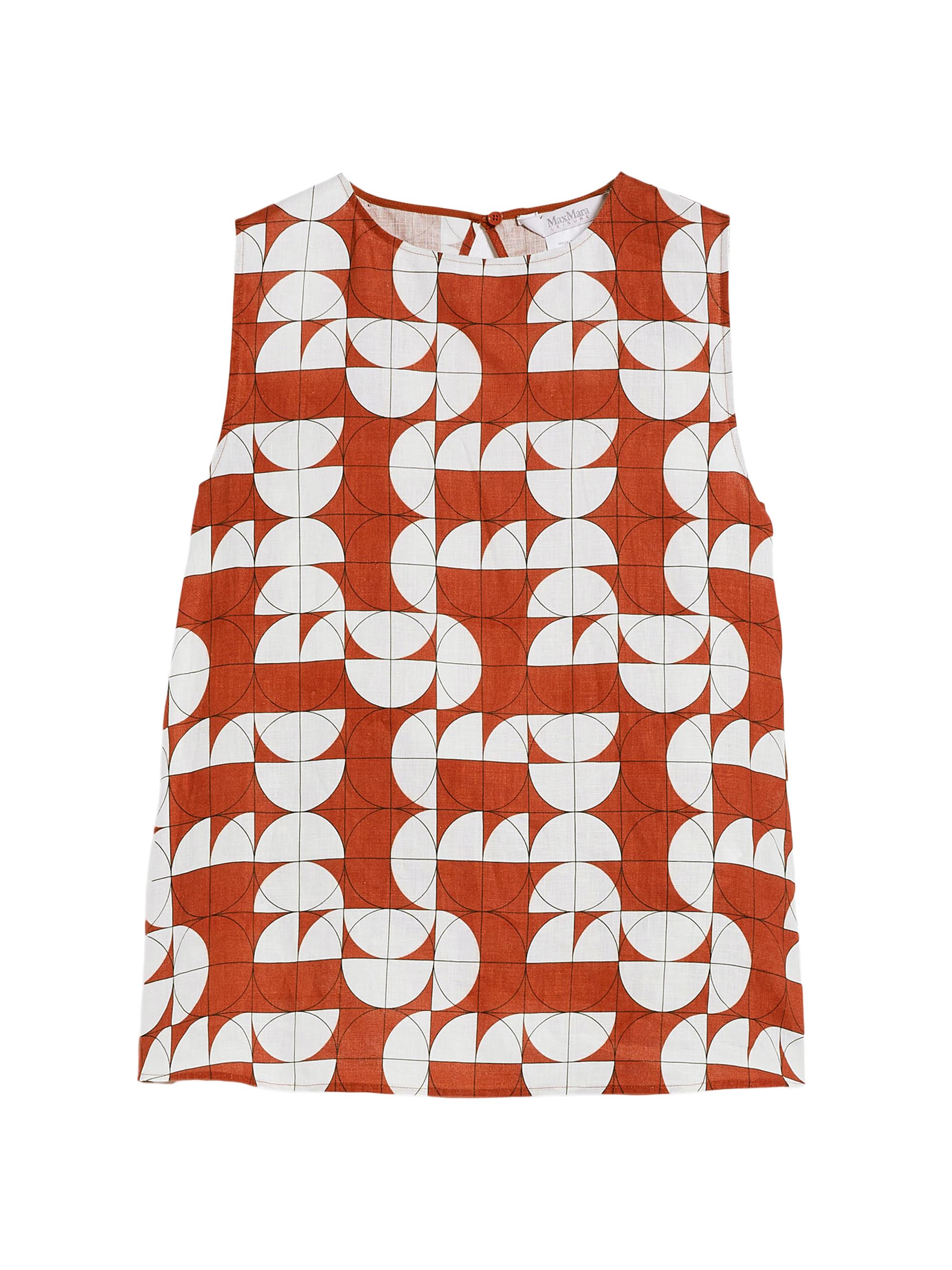 MM Max Mara Women's Giusy Linen Geometric Top - Rust