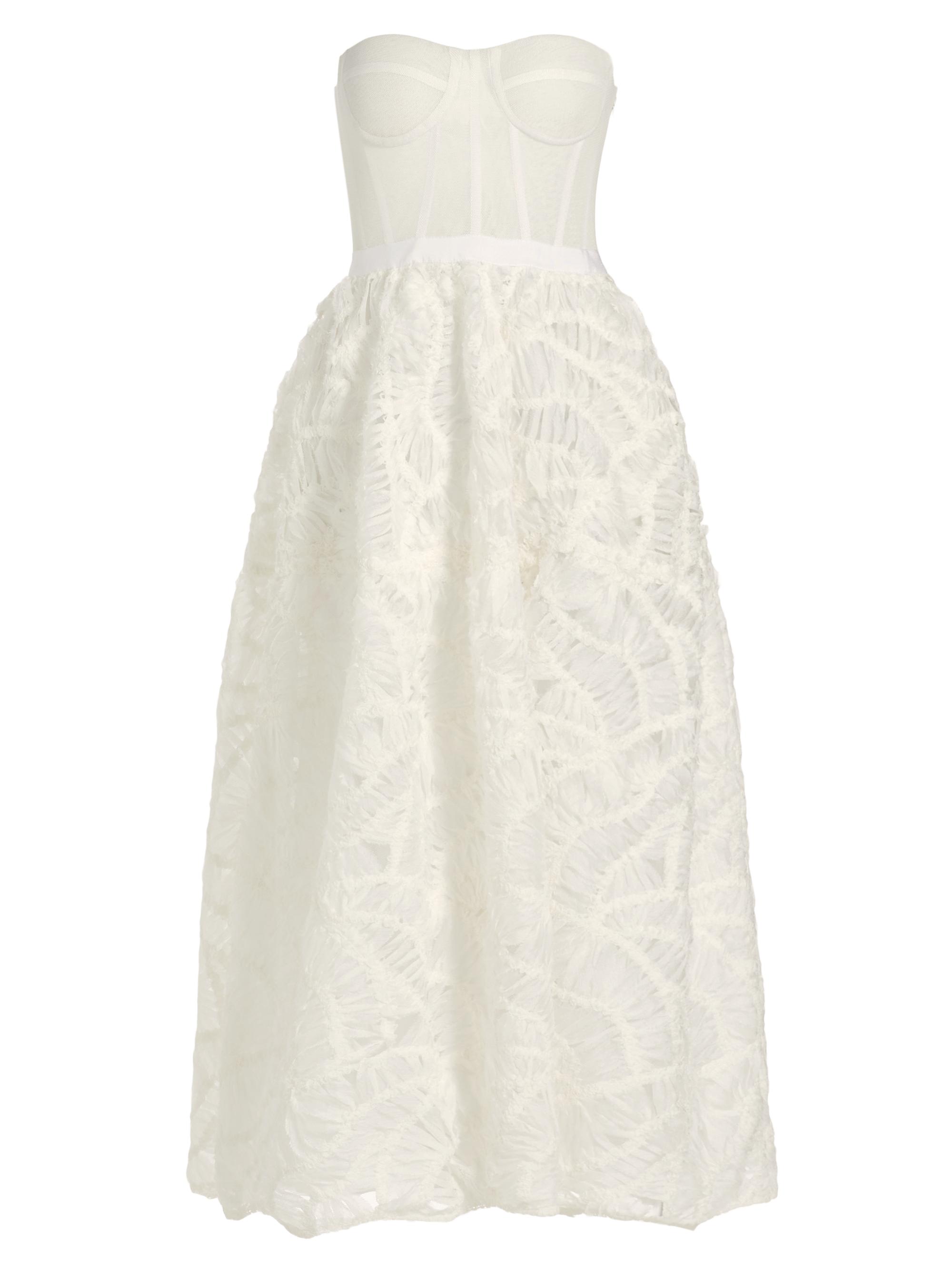 SIMKHAI Women's Mikko Organza Strapless Bustier Midi-Dress - White