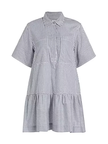Cris Striped Short-Sleeve Cotton Minidress