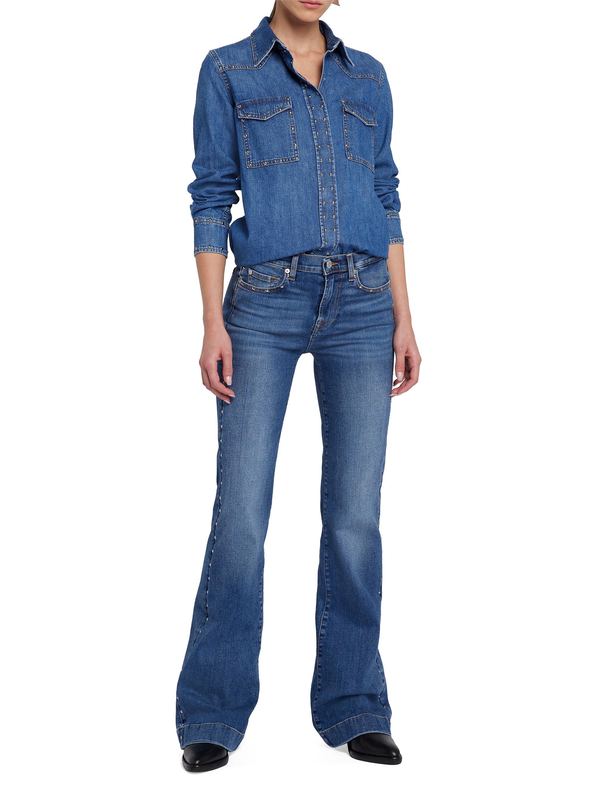 7 For All Mankind Dojo High-Rise Stretch Wide Jeans | Saks Fifth Avenue