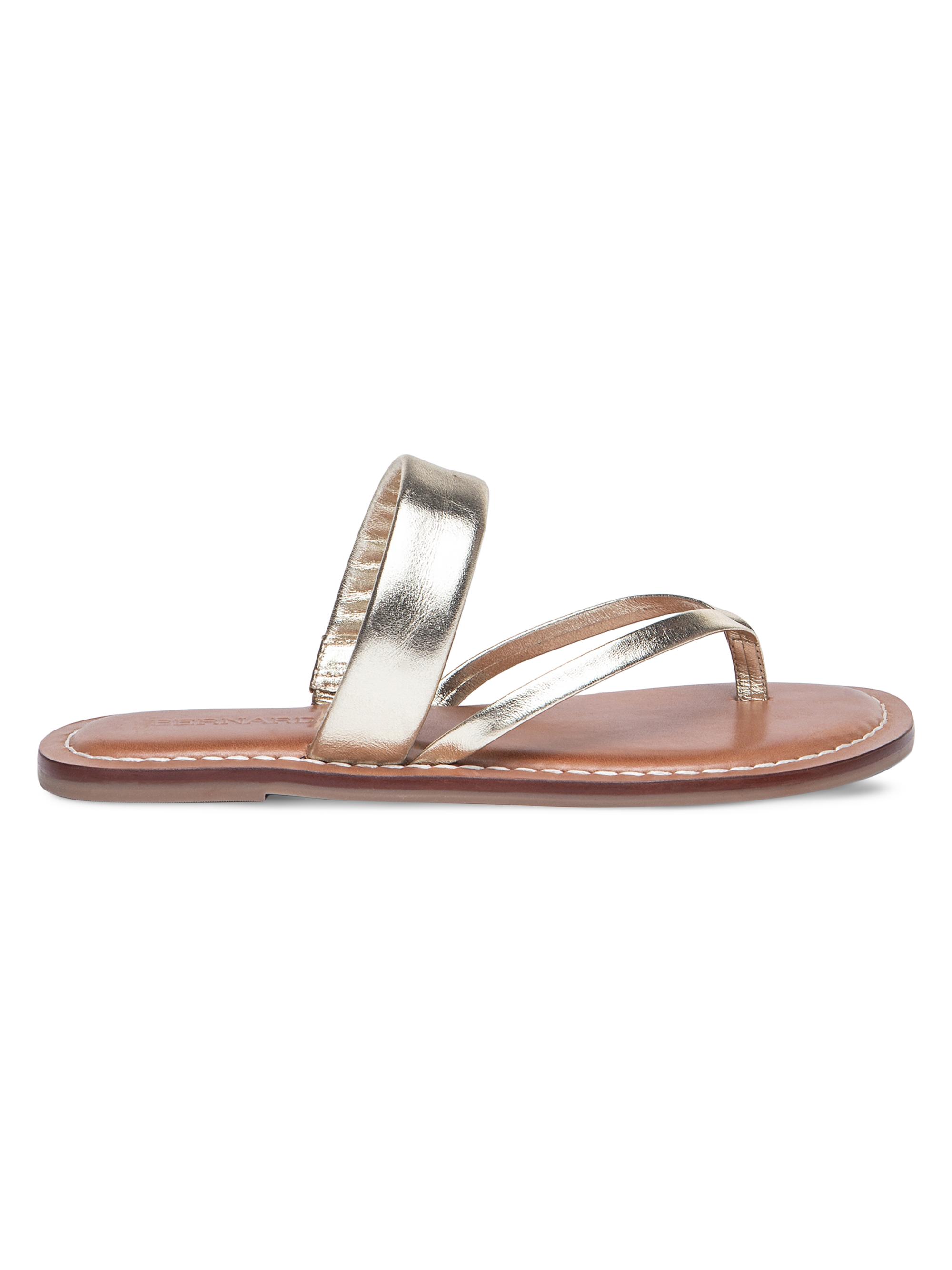 Bernardo Women's Leia Metallic Leather Thong Sandals - Champagne