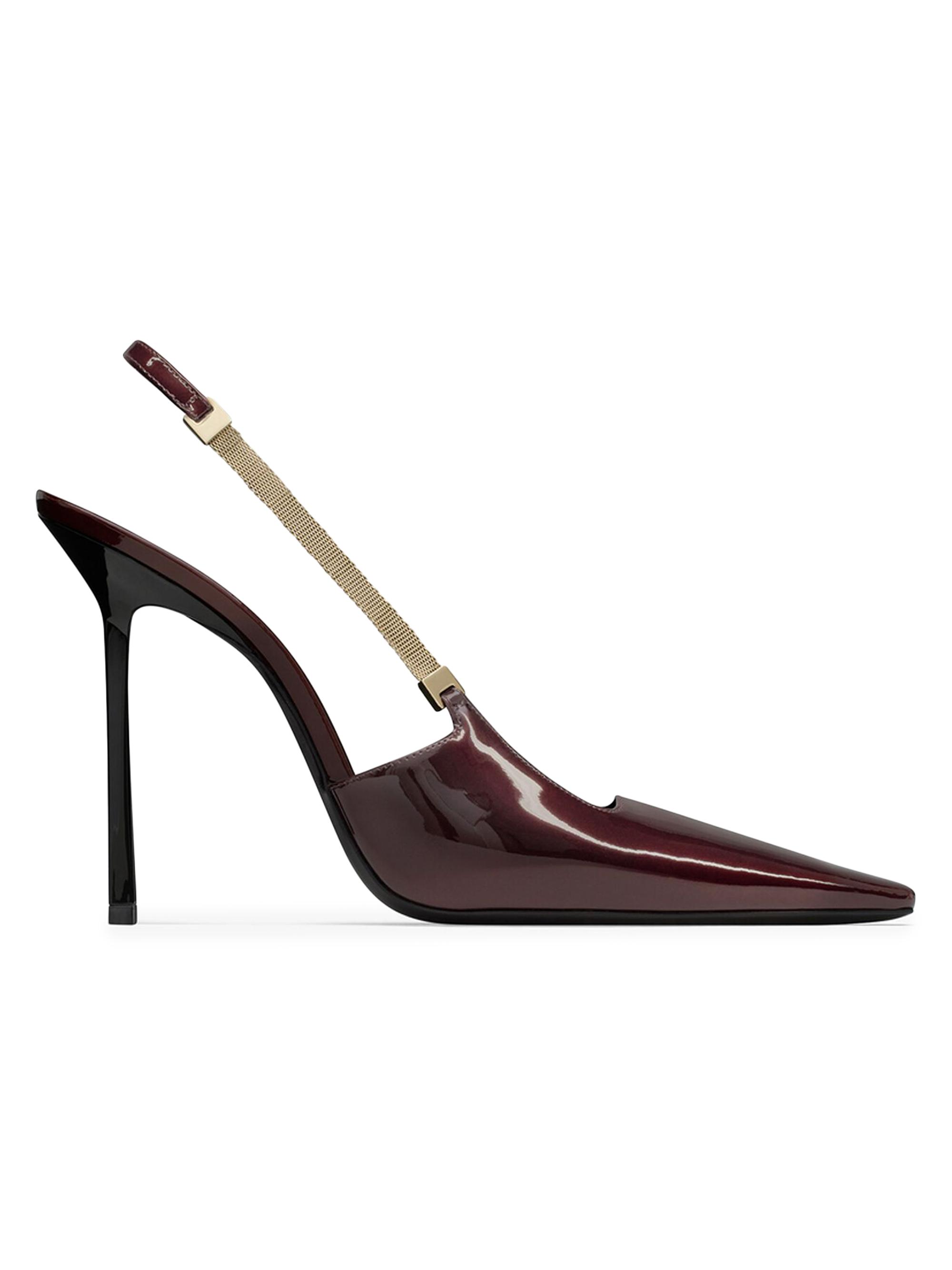 Saint Laurent Women's Blake Slingback Pumps In Patent Leather - Marron Glace