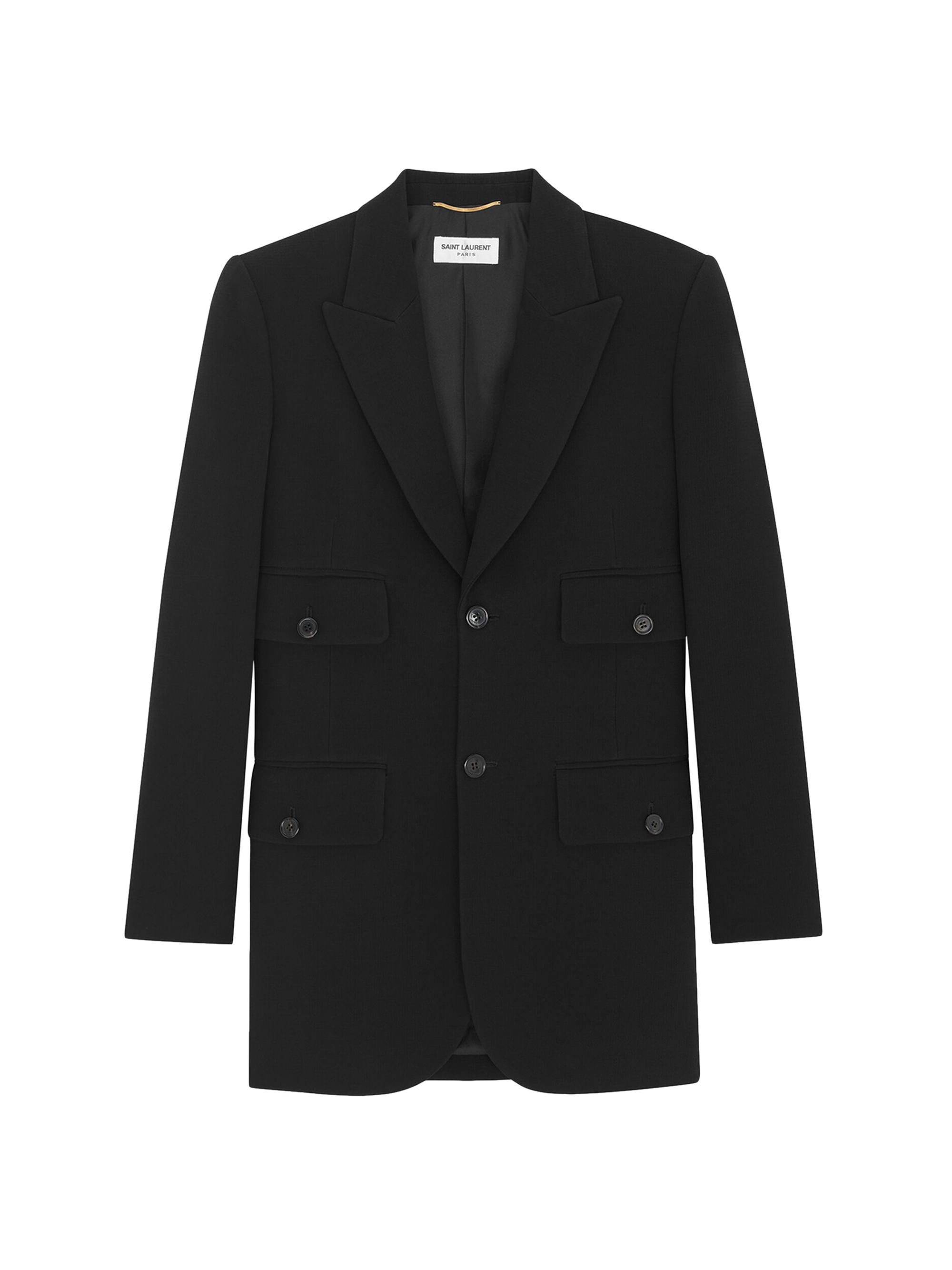 Saint Laurent Oversized Blazer In Chevron Wool | Saks Fifth