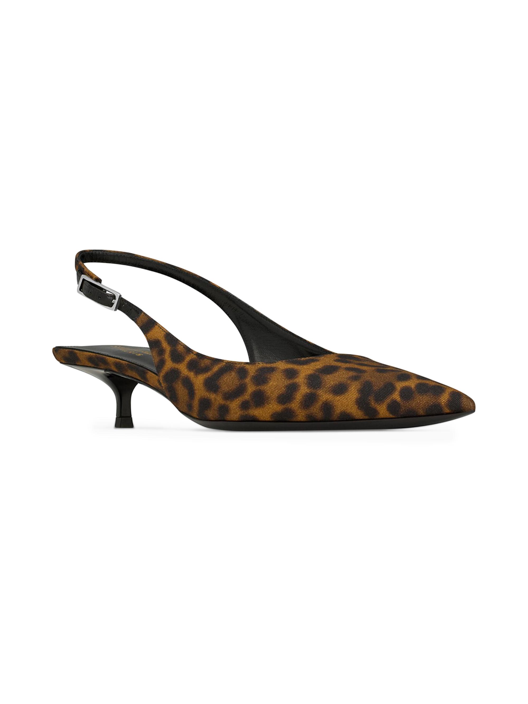 Saint Laurent Cherish Slingback Pumps In Leopard Grosgrain Saks