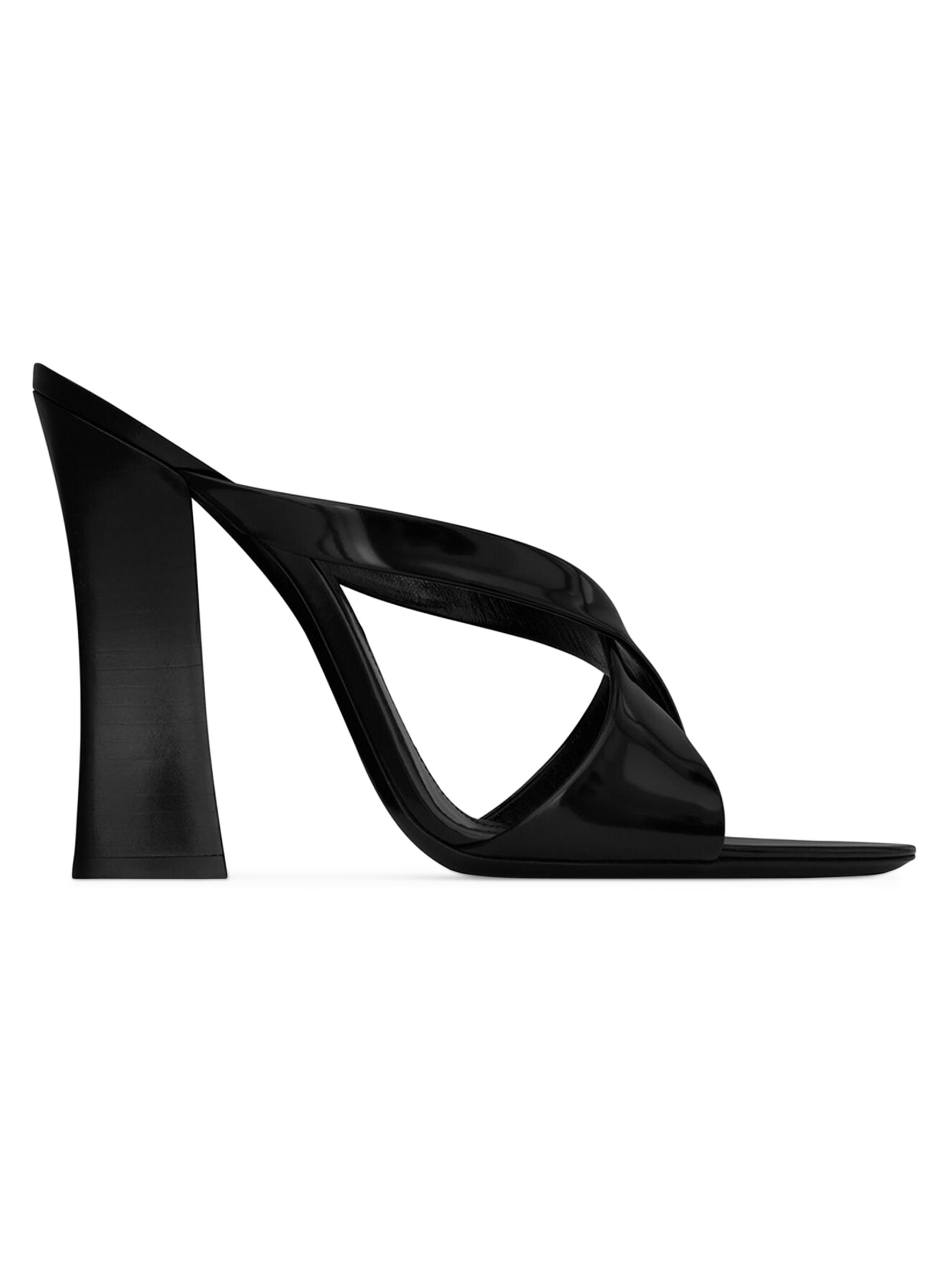 Saint Laurent Women's Eva Mules In Glazed Leather - Black