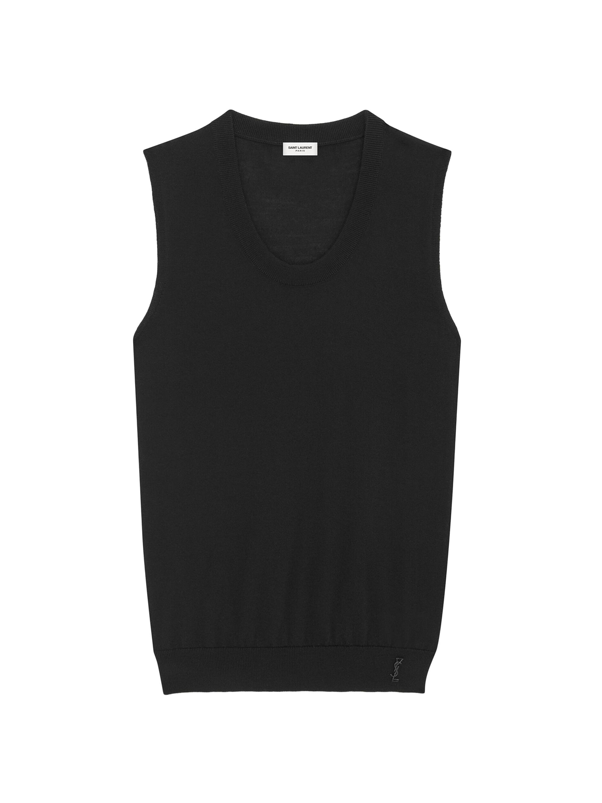 Saint Laurent Cassandre Tank Top in Wool - Black