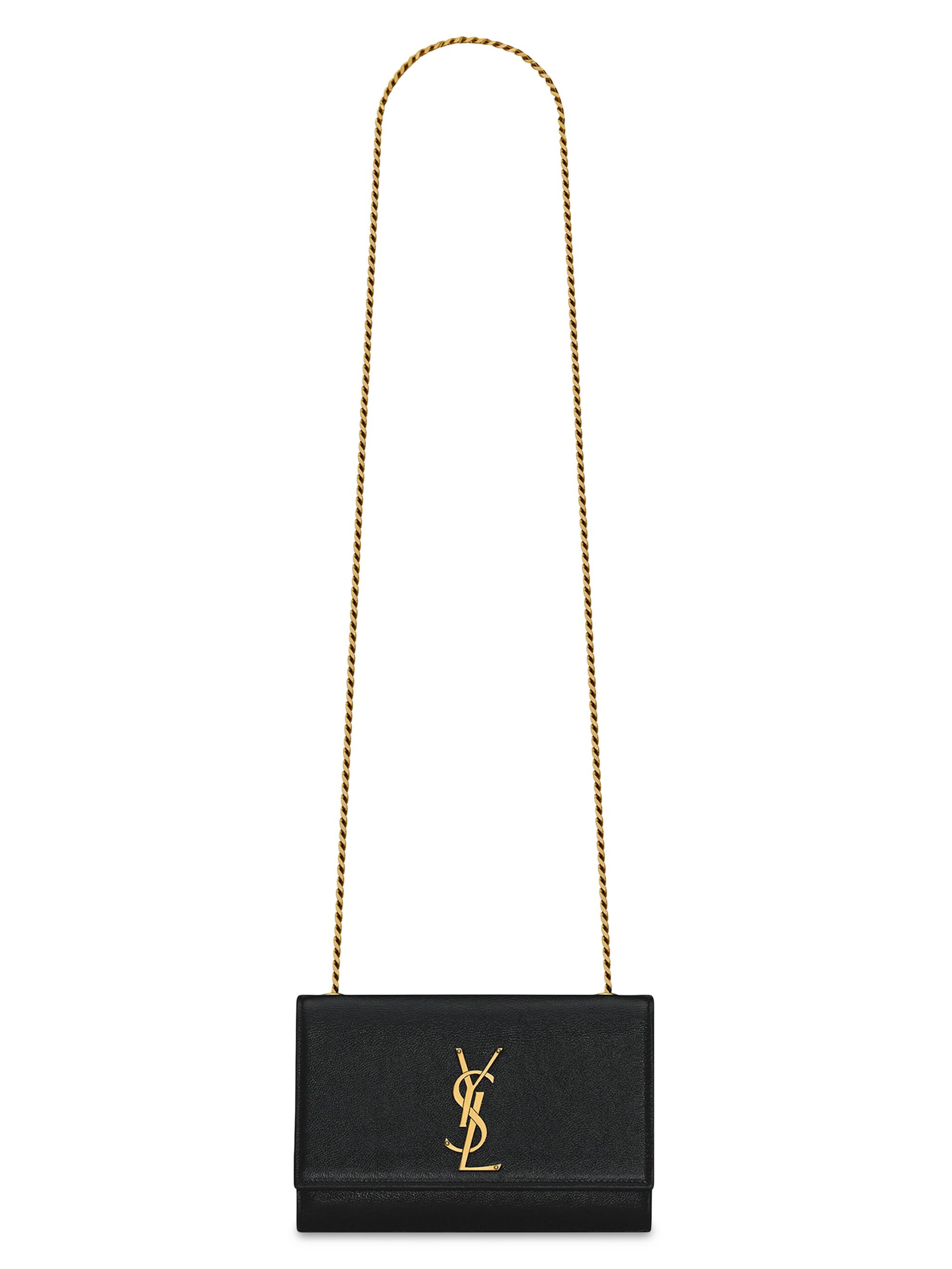 Saint Laurent Women's Kate  In Shiny Grained Leather - Black