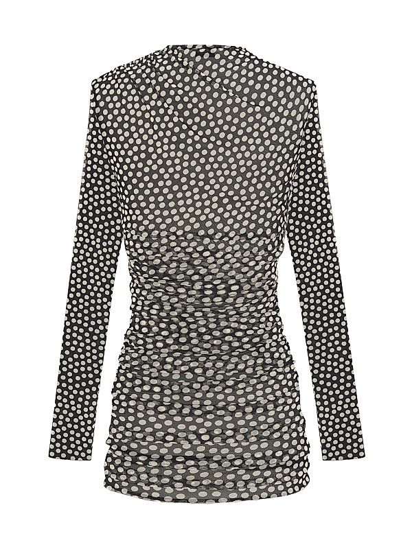 Shop Saint Laurent Ruched Dress in Dotted Tulle | Saks Fifth Shop Saint Laurent Ruched Dress in Dotted Tulle | Saks Fifth