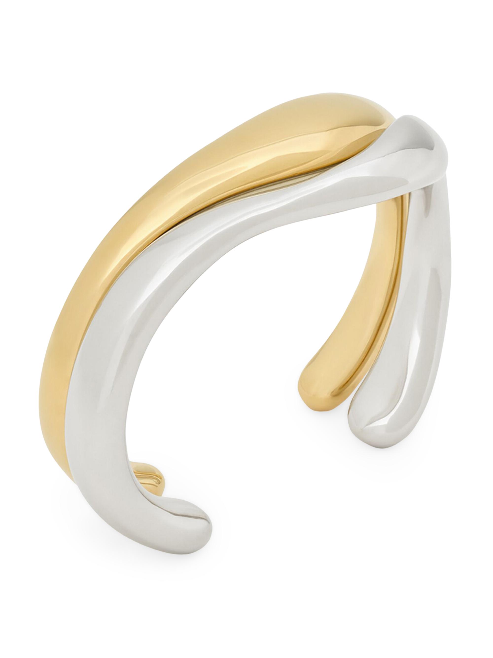 Saint Laurent Women's Wavy Cuffs In Metal - Palladium And Gold