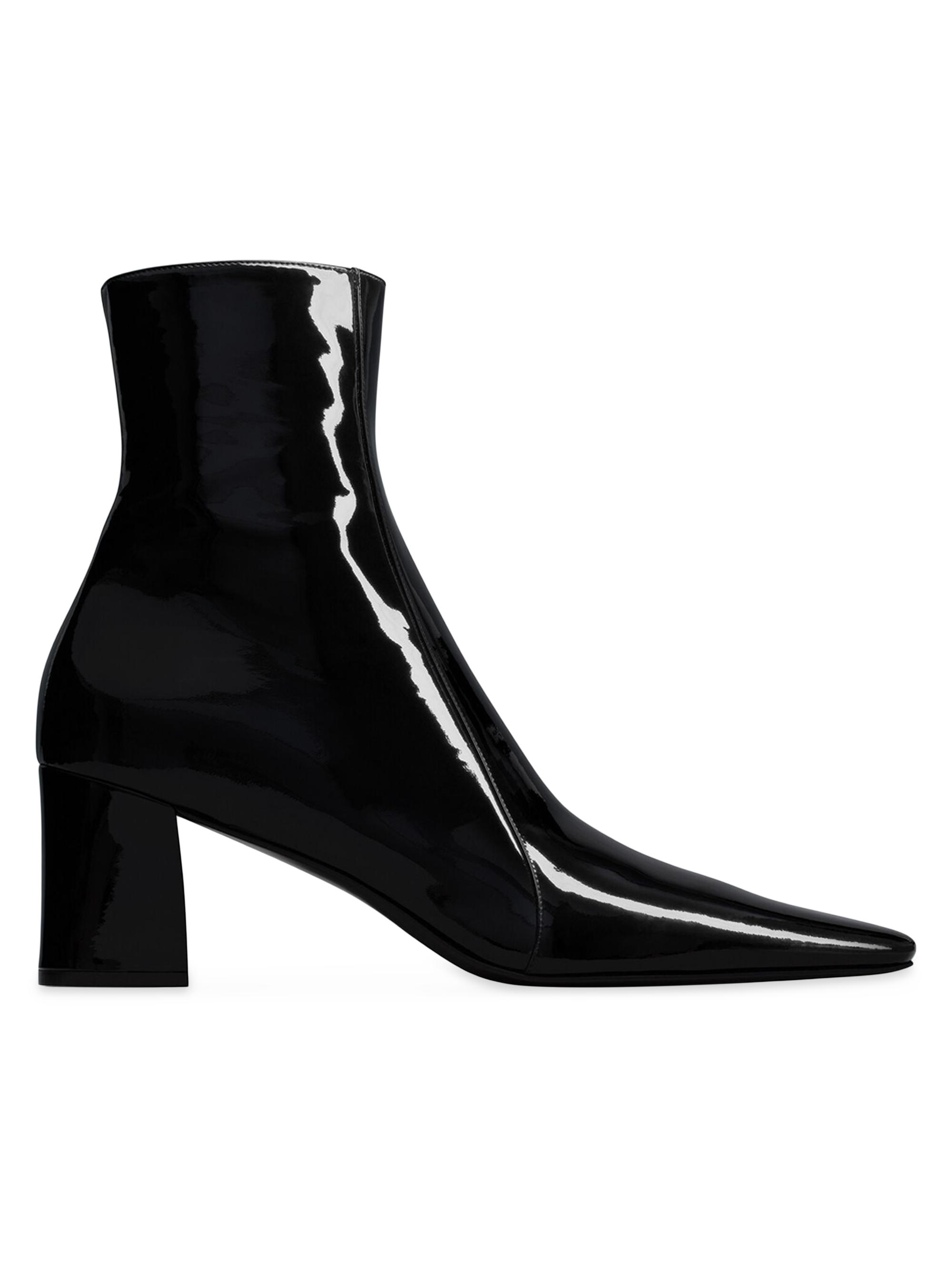 Saint Laurent Men's Rainer Zipped Boots In Patent Leather - Black