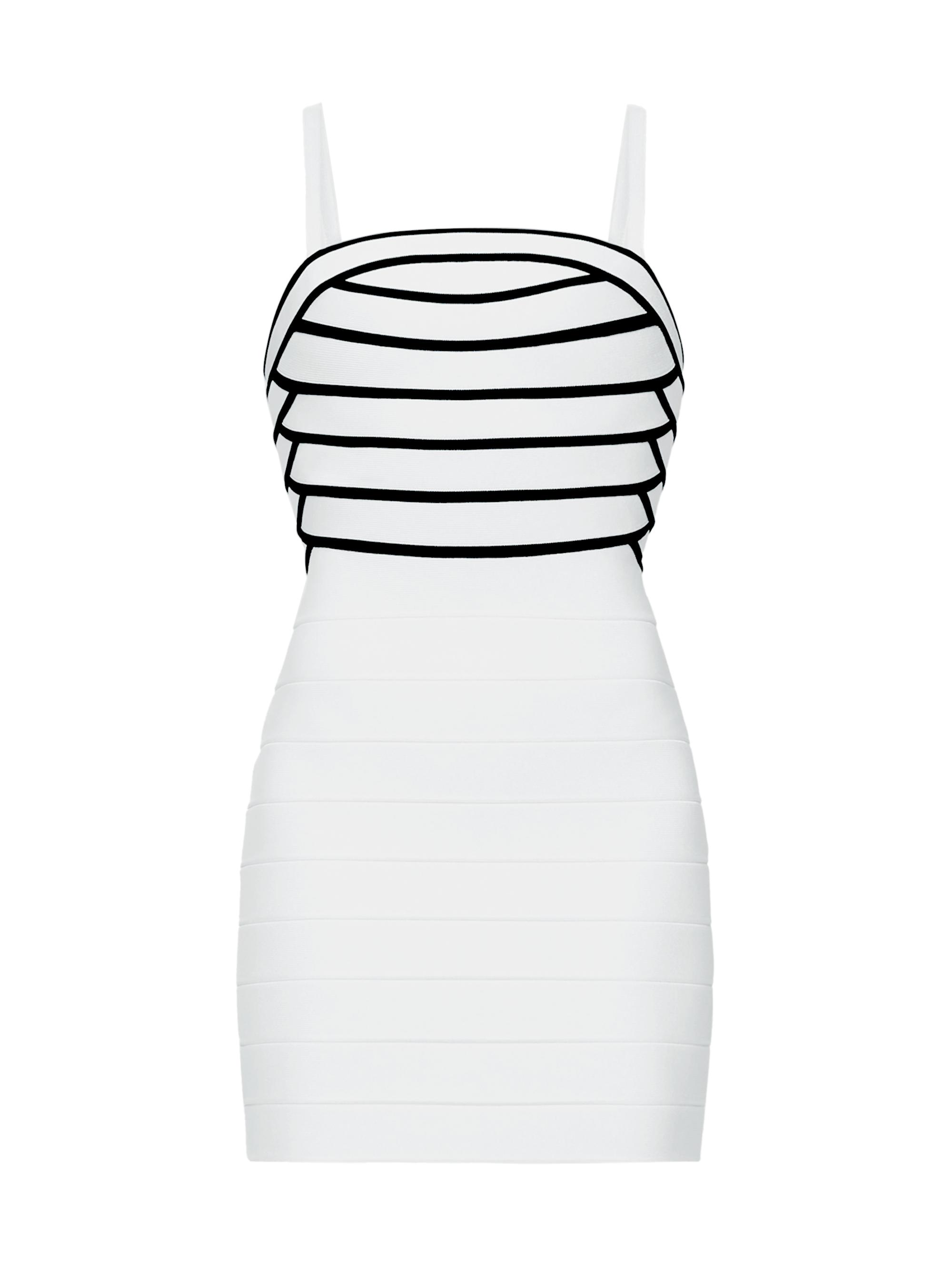 Hervé Léger Women's Striped Bandage Body-Con Minidress - Alabaster Black