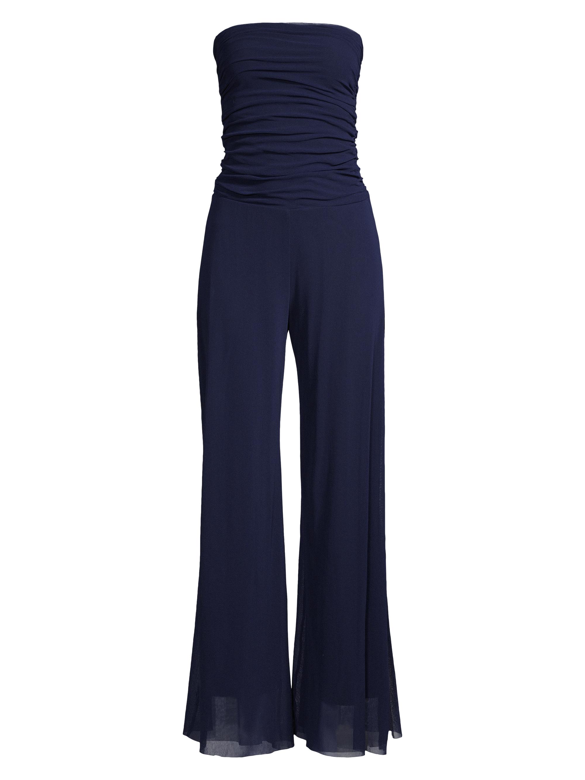 Fuzzi Women's Mesh Strapless Ruched Jumpsuit - Zaffiro