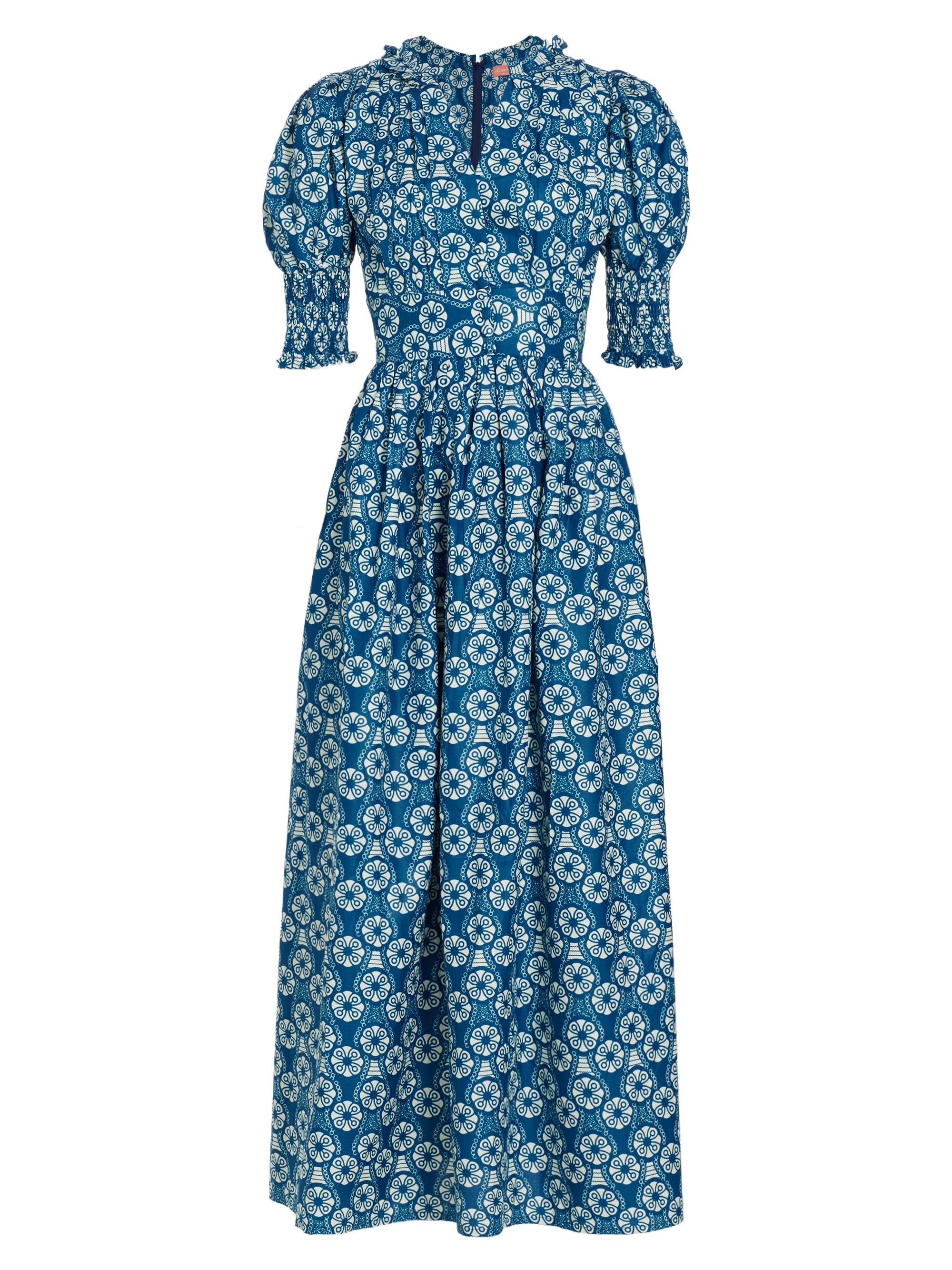 Elisamama Women's Itunnu Geometric Puff-Sleeve Maxi Dress - Blue