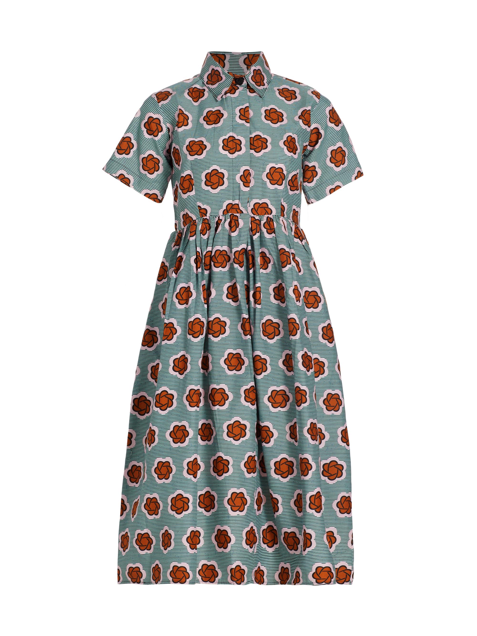 Elisamama Women's Lade Cotton Striped Shirtdress - Blue Brown