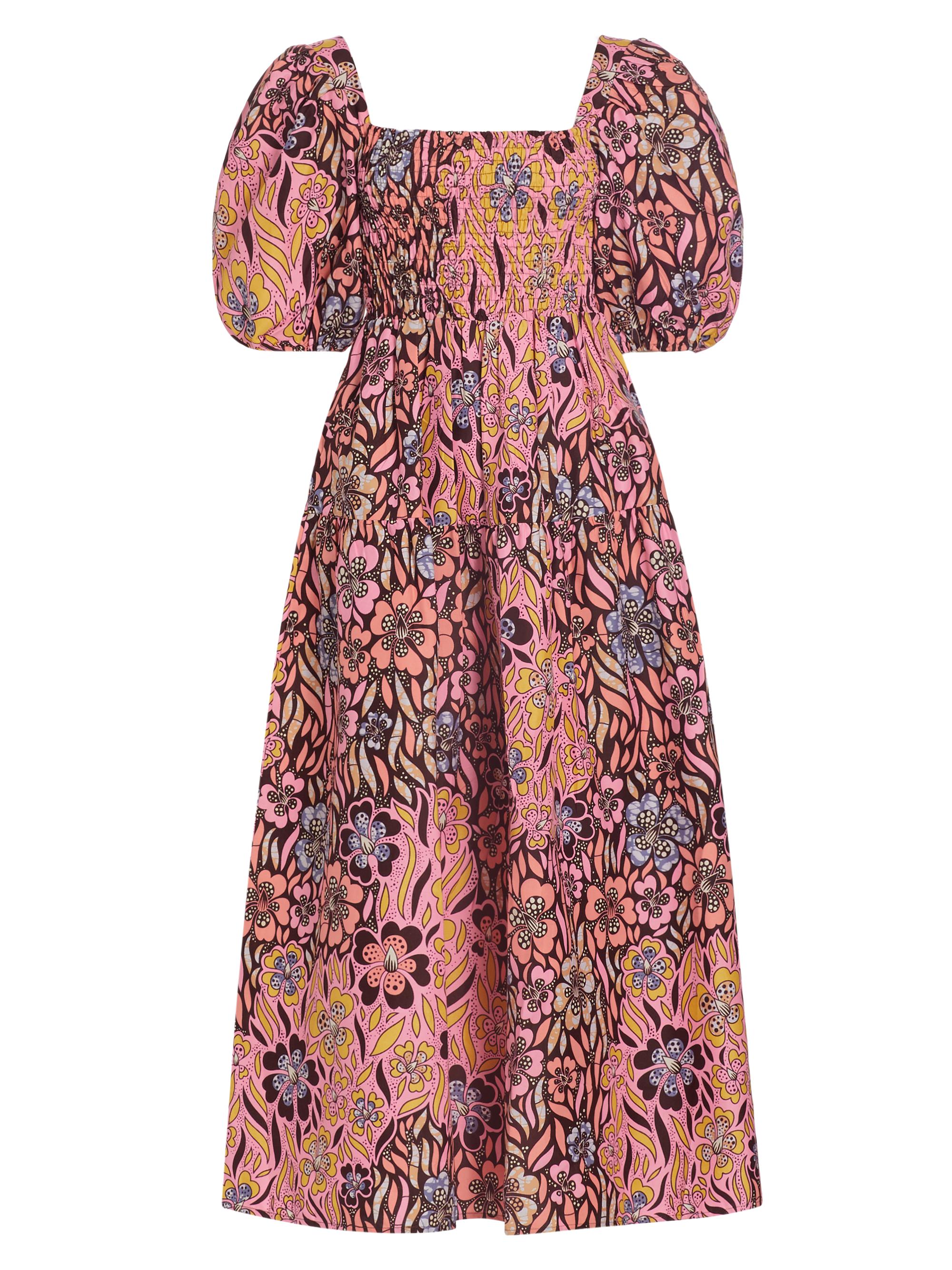 Elisamama Women's Lola Floral Puff-Sleeve Maxi Dress - Pink