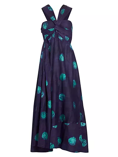 Anike Cotton Halter Dotted Maxi Dress
