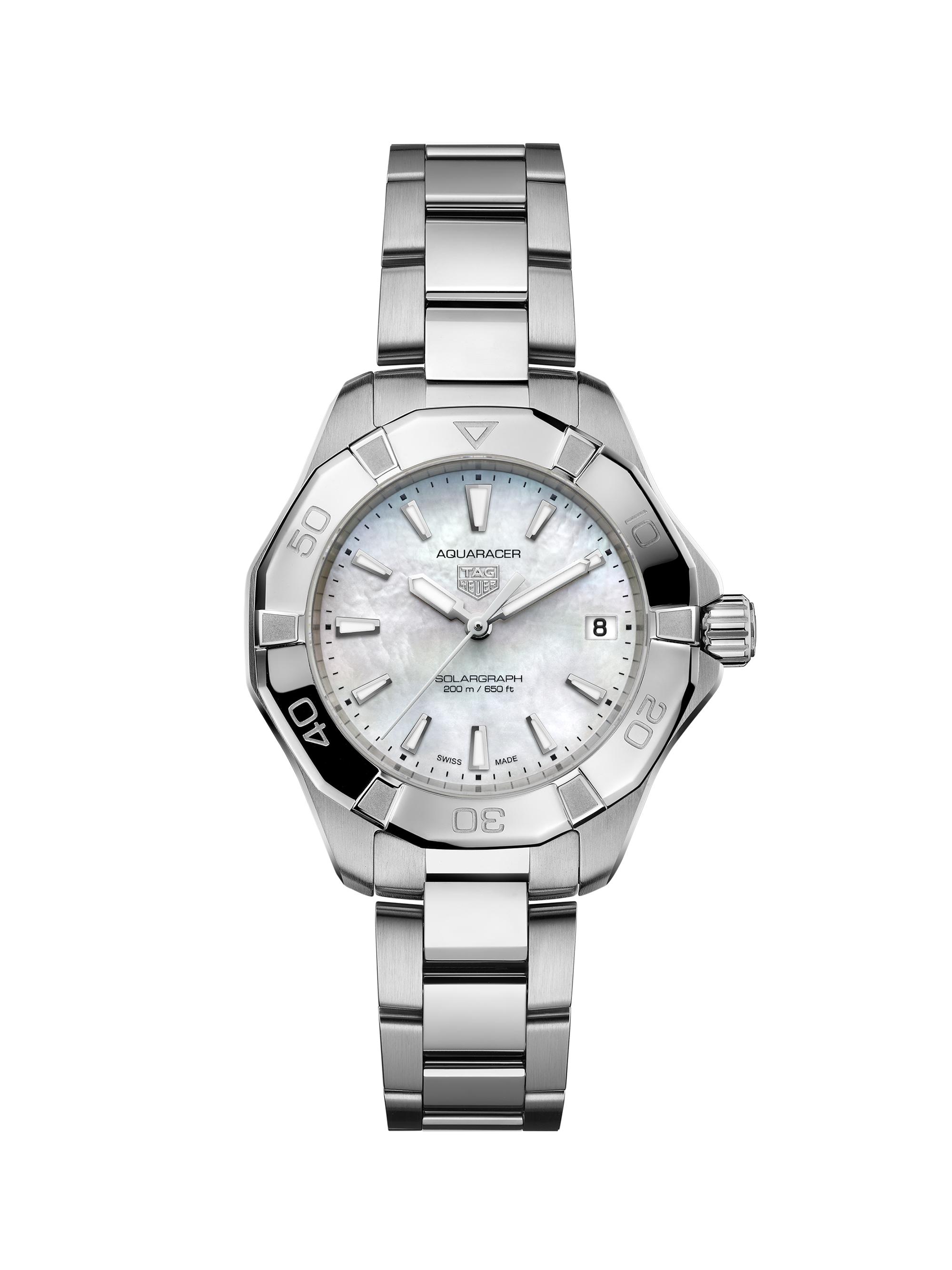 TAG Heuer Women's Aquaracer Professional 200 Solargraph Stainless Steel & Mother-Of-Pearl Bracelet Watch/34MM - Steel