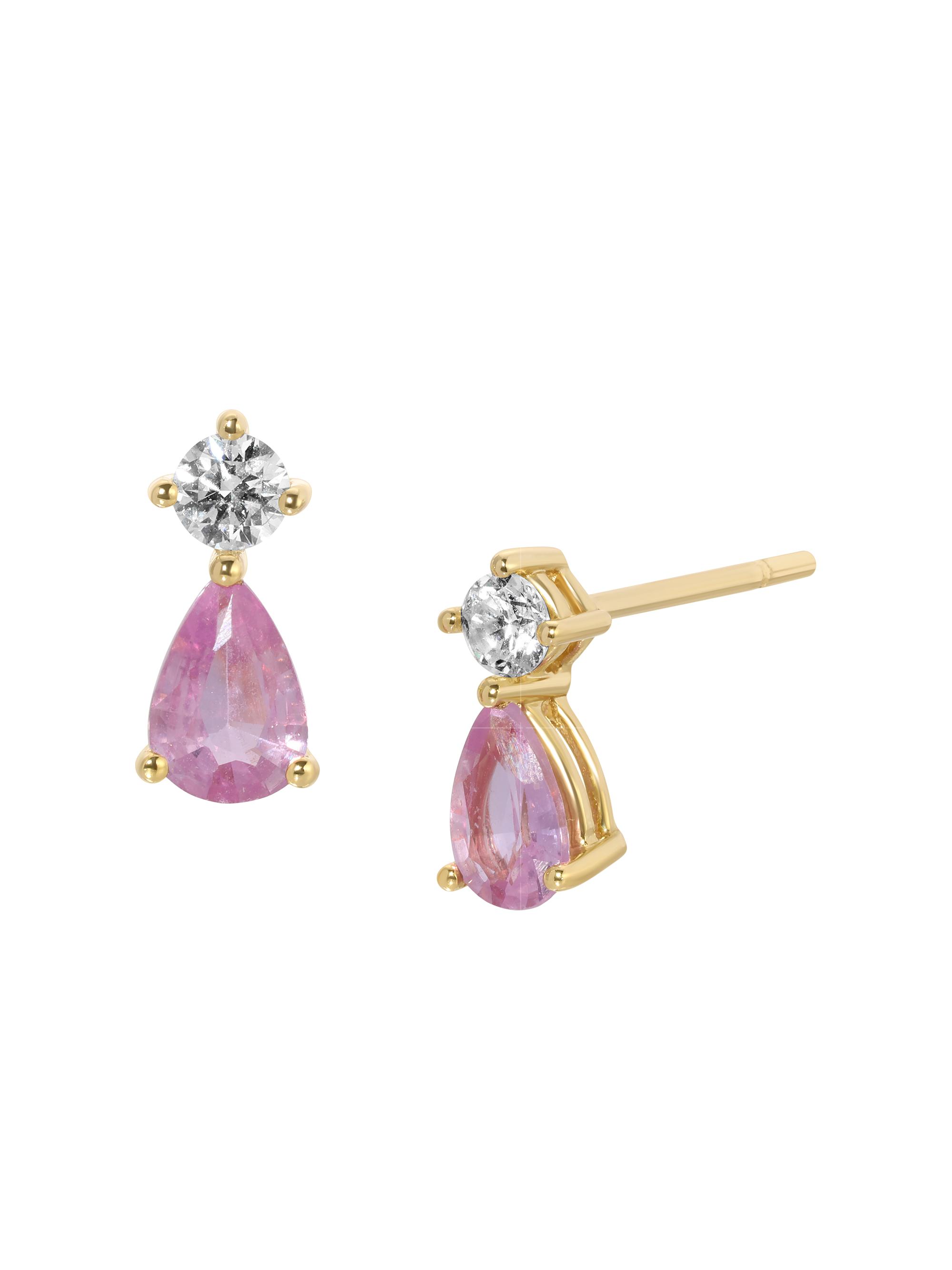 Anita Ko Women's Violet 18K Yellow Gold, Pink Sapphire & 0.95 TCW Diamond Stud Earrings - Pink