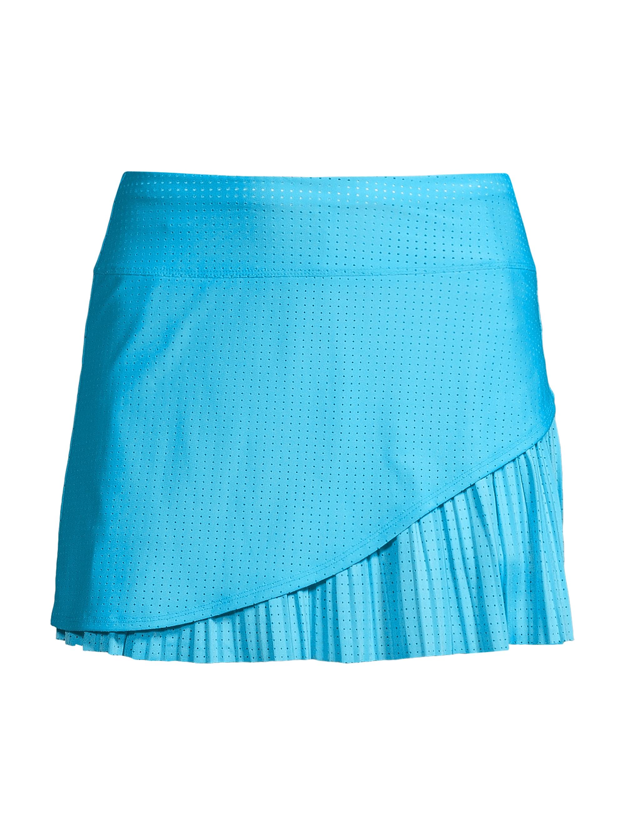 Lucky in Love Women's Tropical Sublime Long Swift Pleated Tennis Skort - Parrot Blue