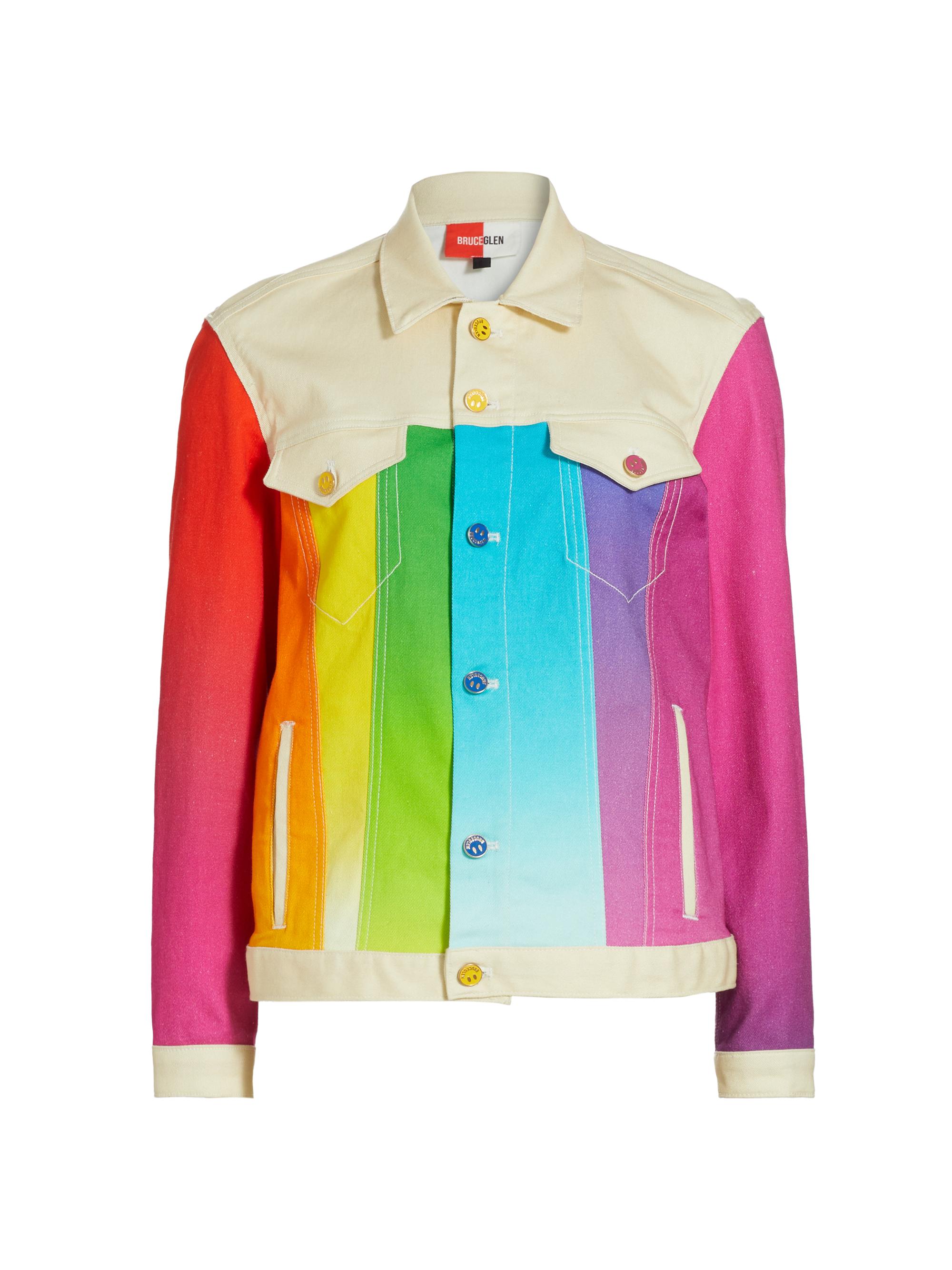 BruceGlen Women's ROYGBIV Denim Trucker Jacket - White