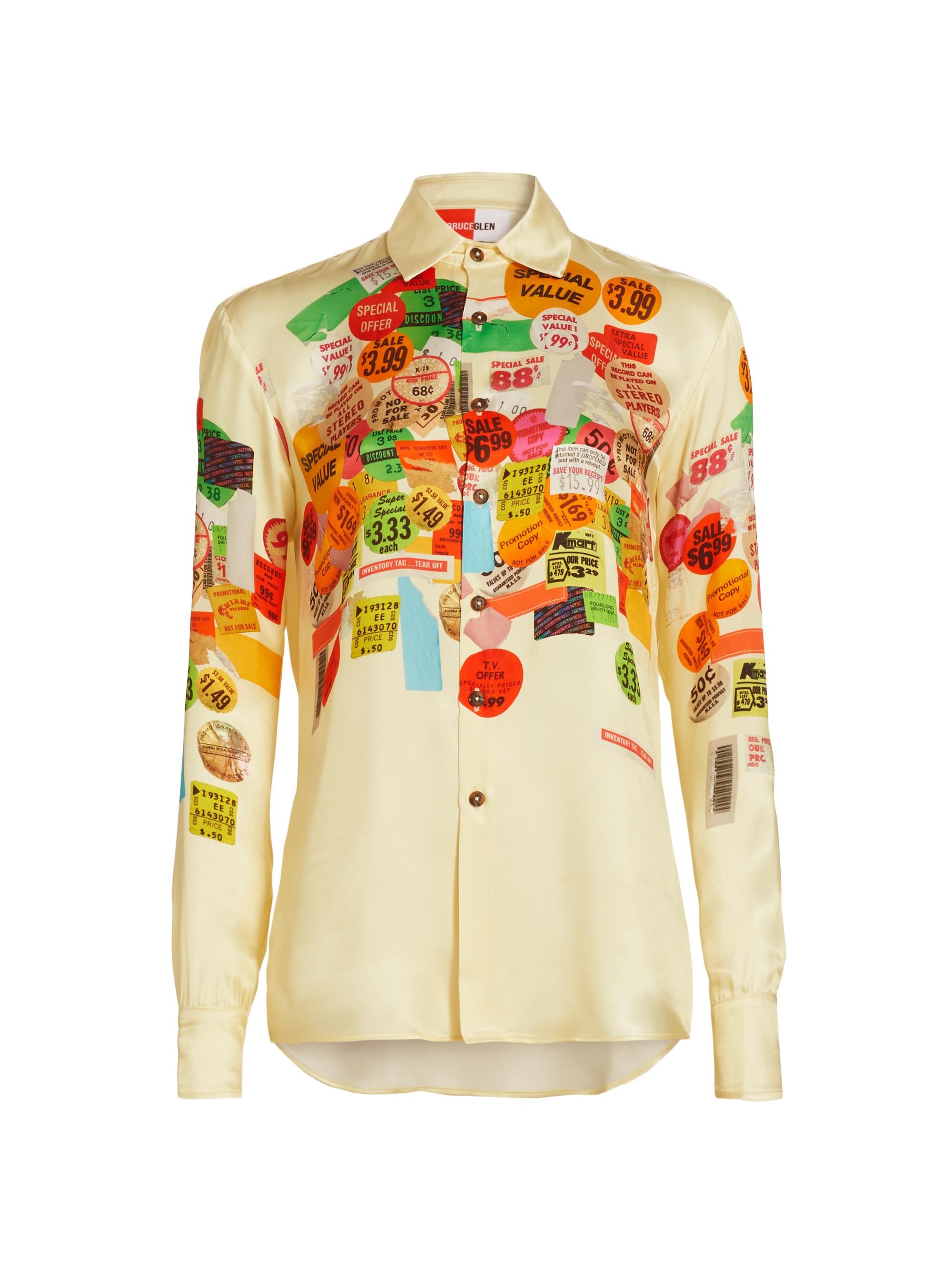 BruceGlen Women's Worthy Sale Tag Satin Shirt - Beige