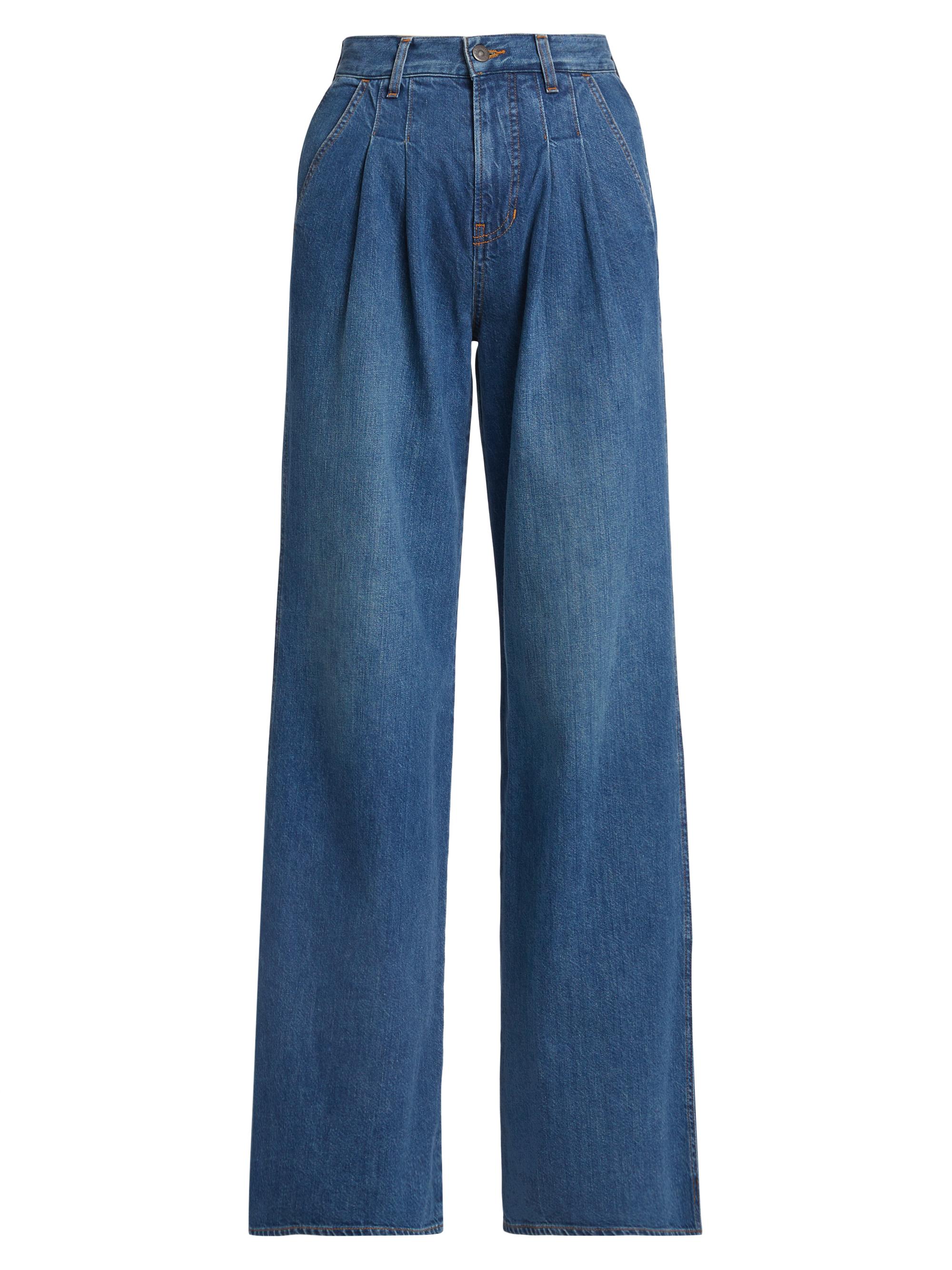 Veronica Beard Women's Mia High-Rise Pleated WIde-Leg Jeans - Vintage Globetrotter