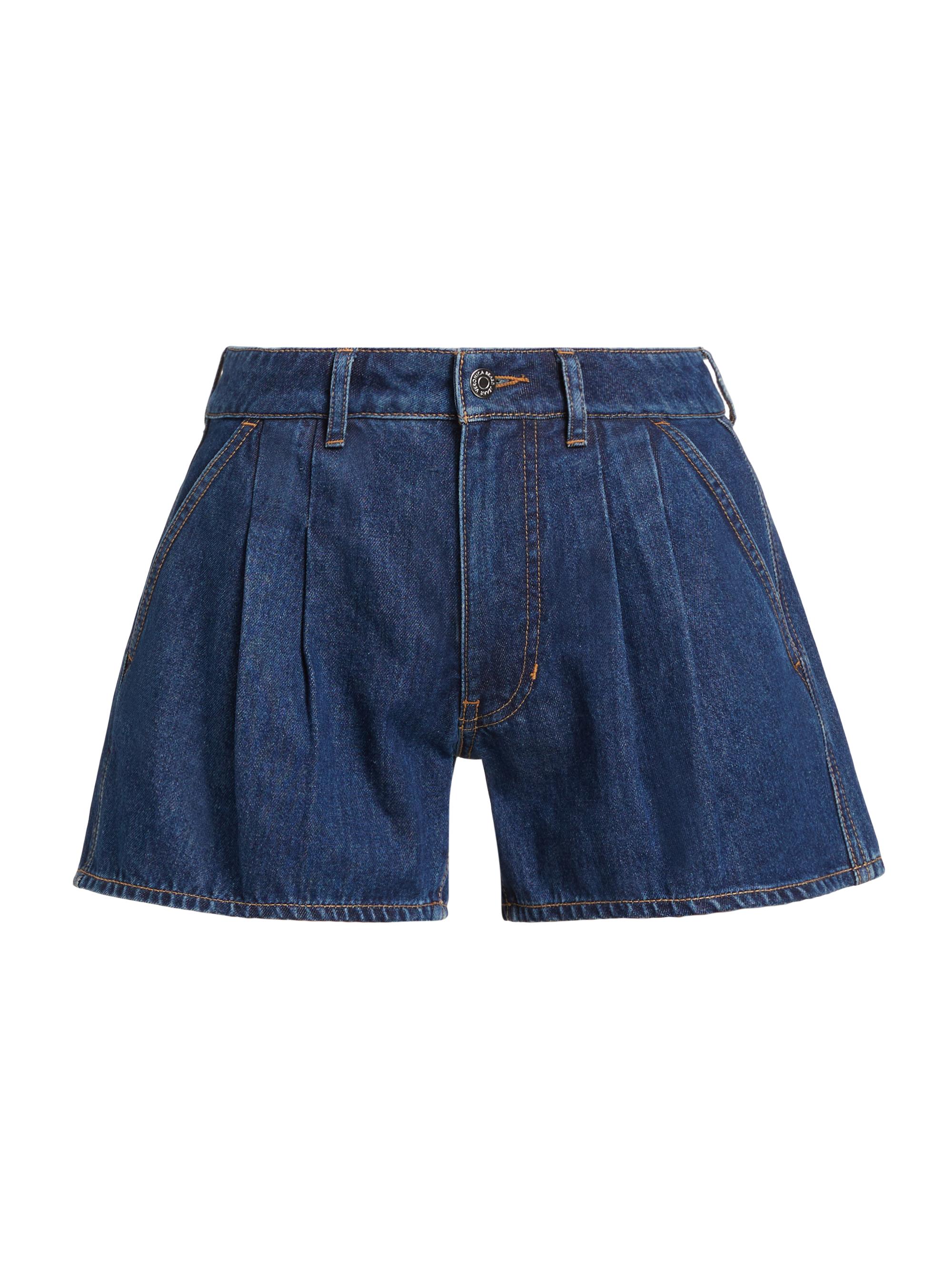 Veronica Beard Women's Simpson Pleated Denim Shorts - Dusted Oxford