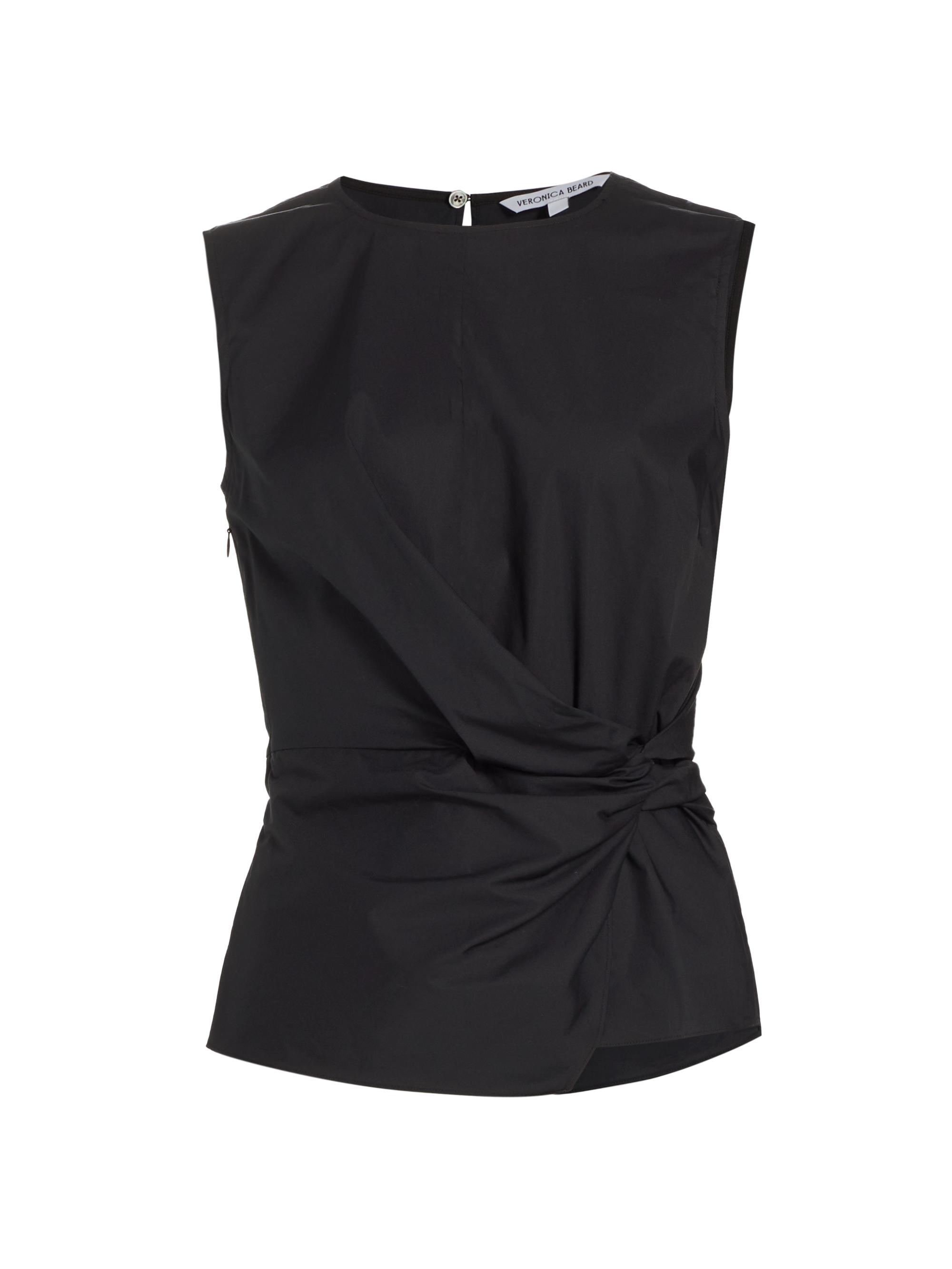 Veronica Beard Women's Bisa Twisted Stretch Cotton Poplin Top - Black