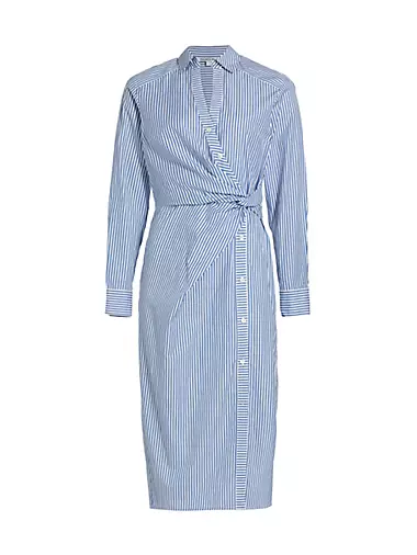 Wright Striped Cotton Poplin Midi-Dress