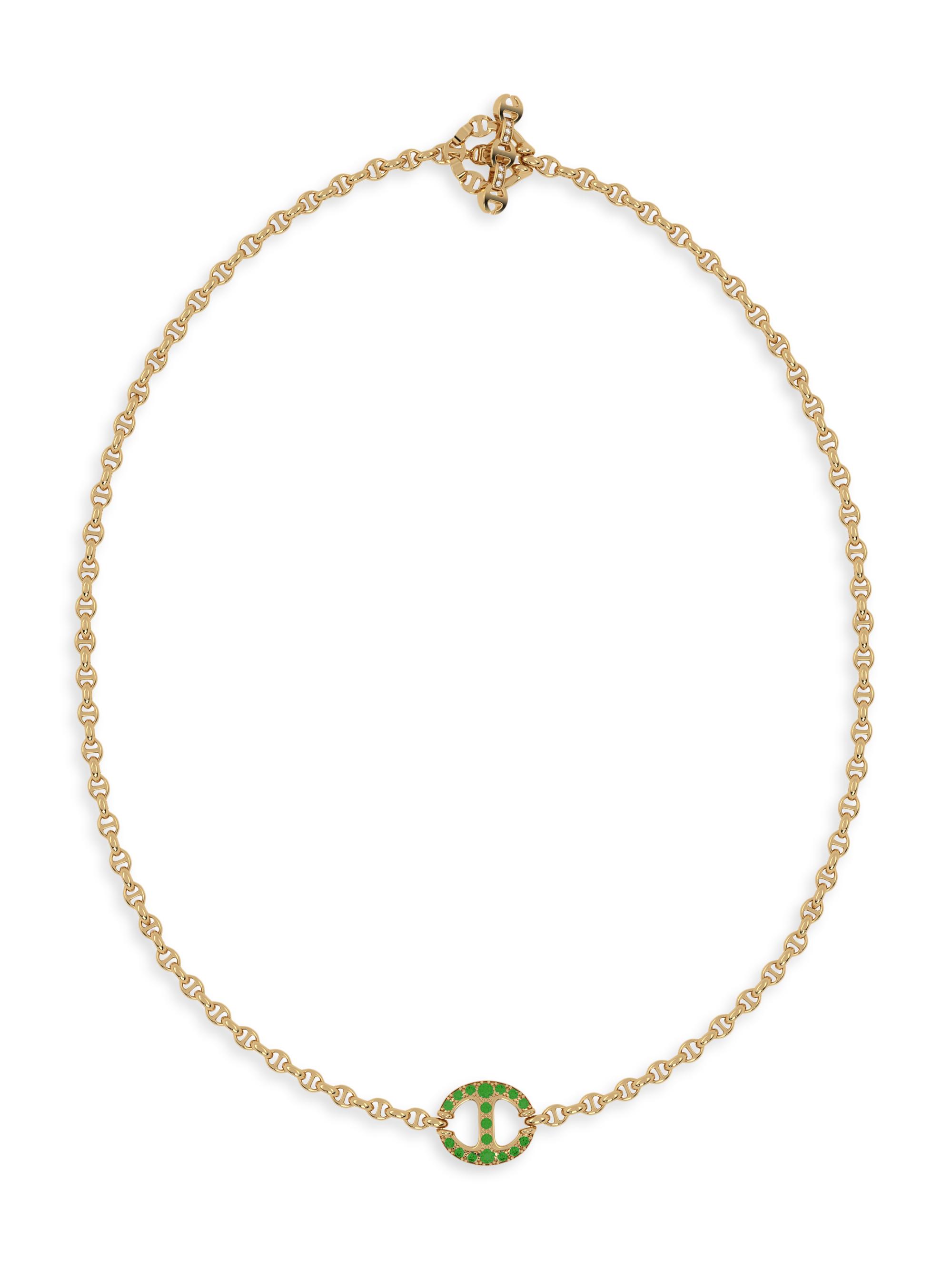 Hoorsenbuhs Women's Heritage 18K Yellow Gold, Emerald & 0.03 TCW Diamond Open-Link Chain Necklace - Yellow Gold